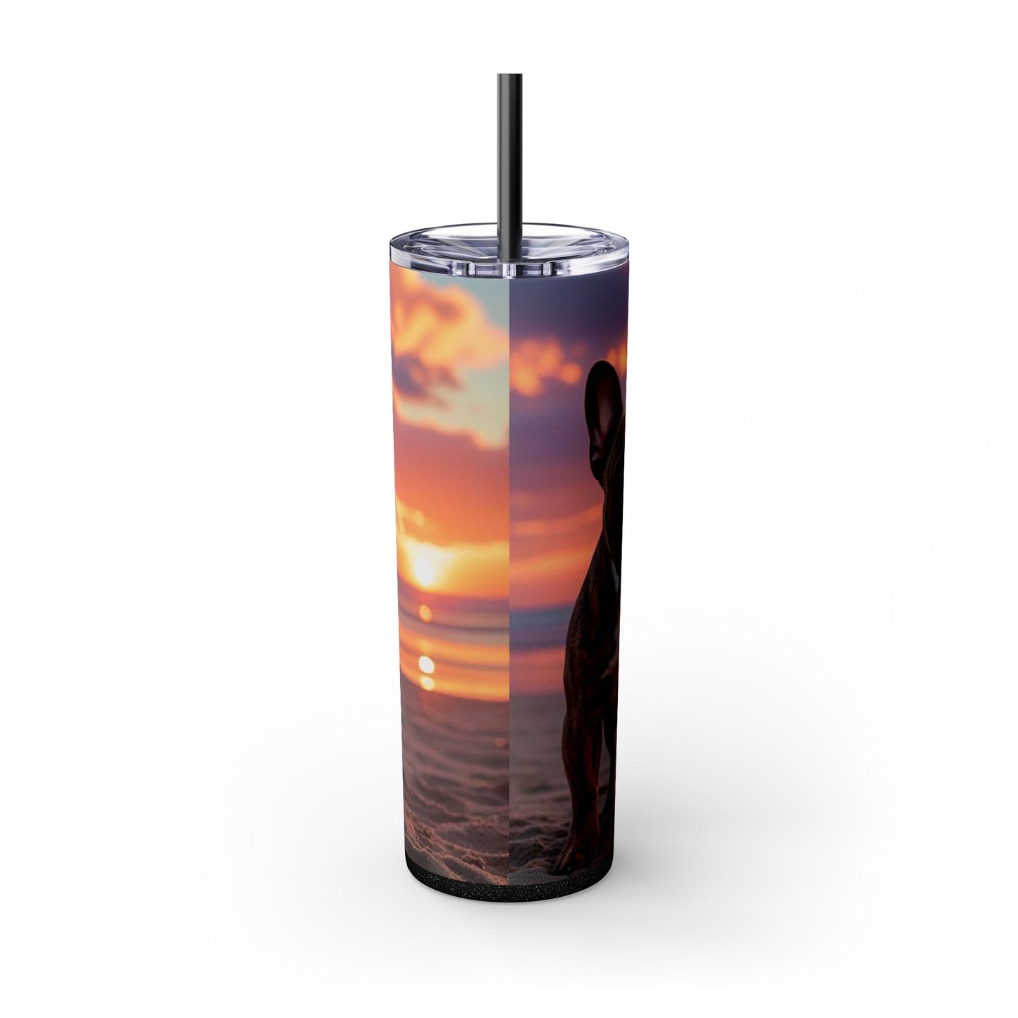 French Bulldog Love Skinny Tumbler with Straw, 20oz