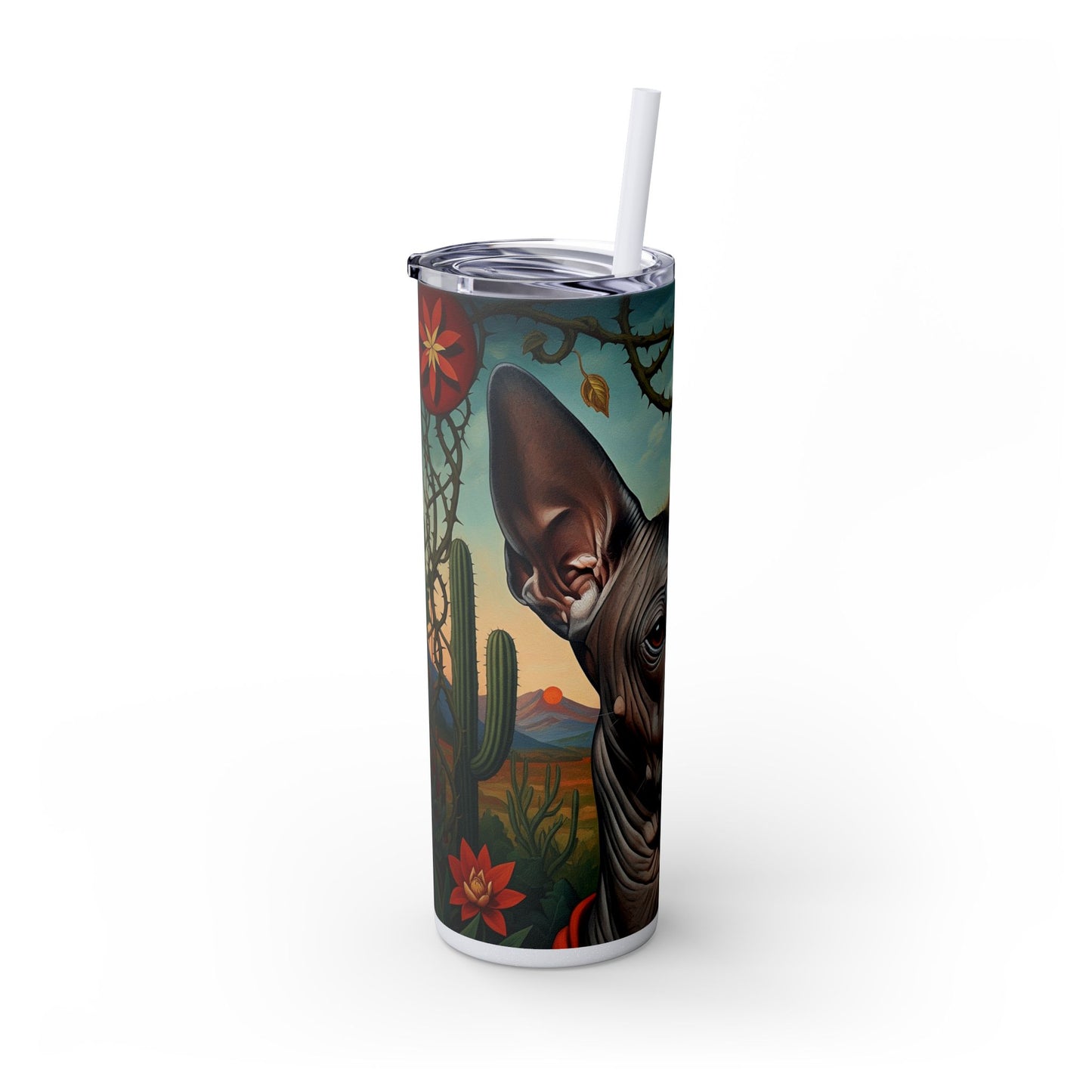 Xoloitzcuintli Skinny Tumbler with Straw, 20oz