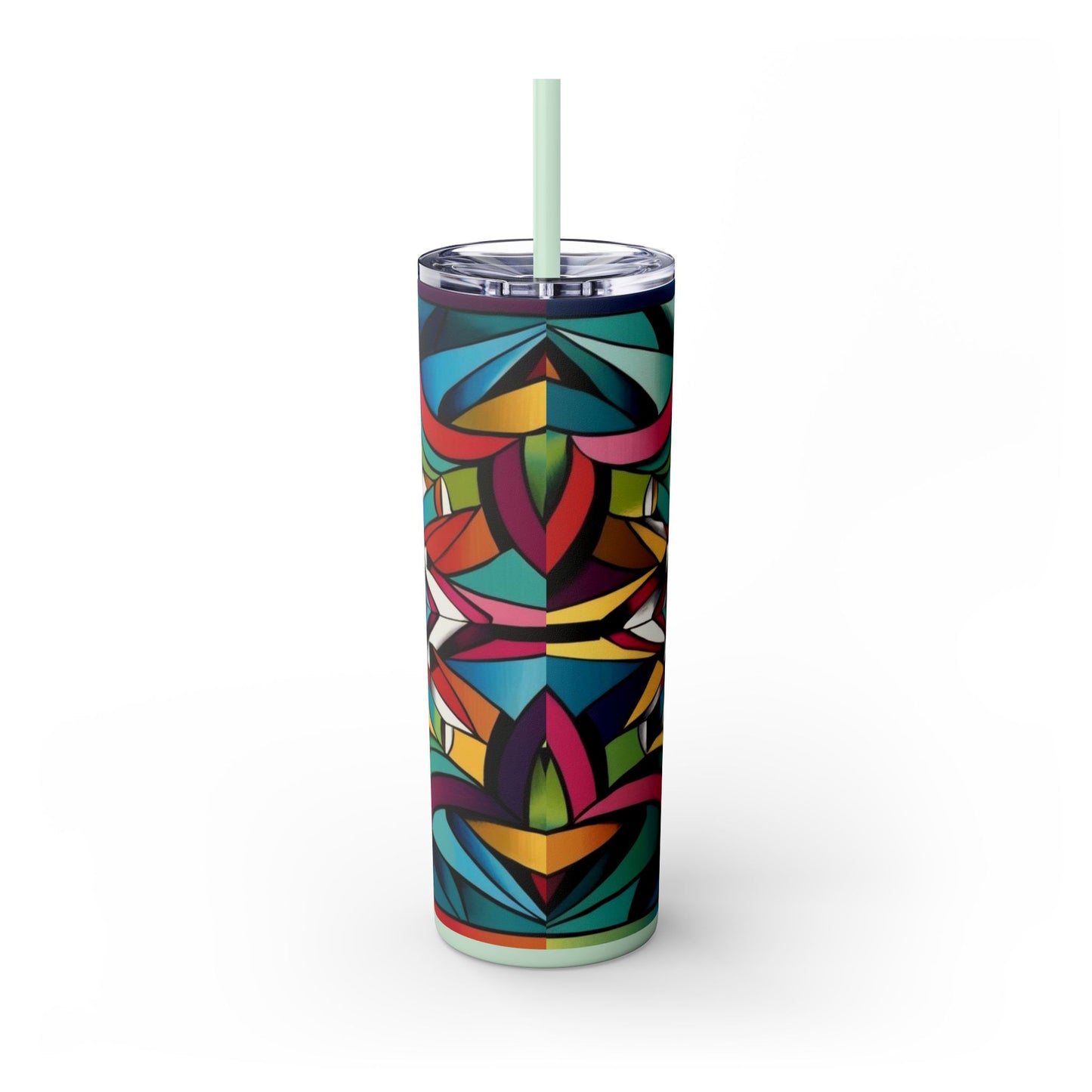 Optical Illusion Skinny Tumbler with Straw, 20oz