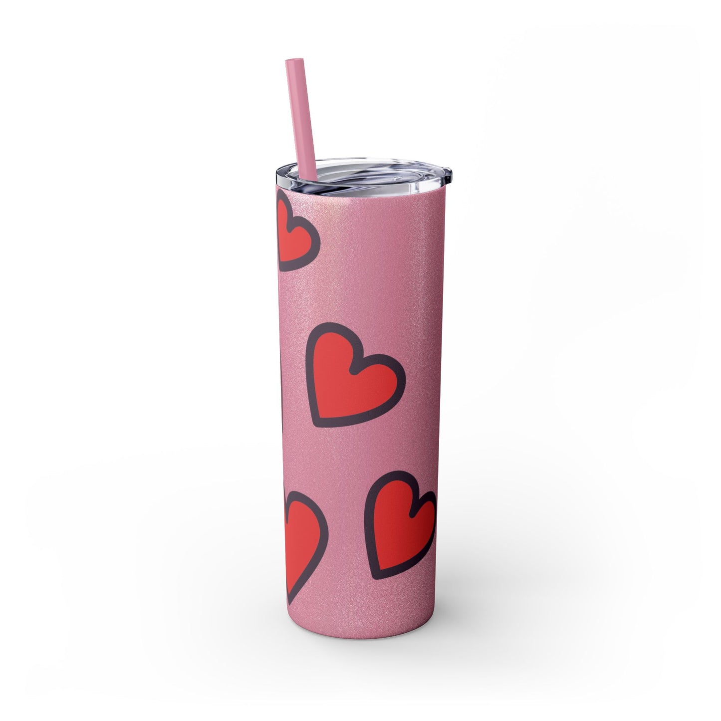 Hearts Skinny Tumbler with Straw, 20oz