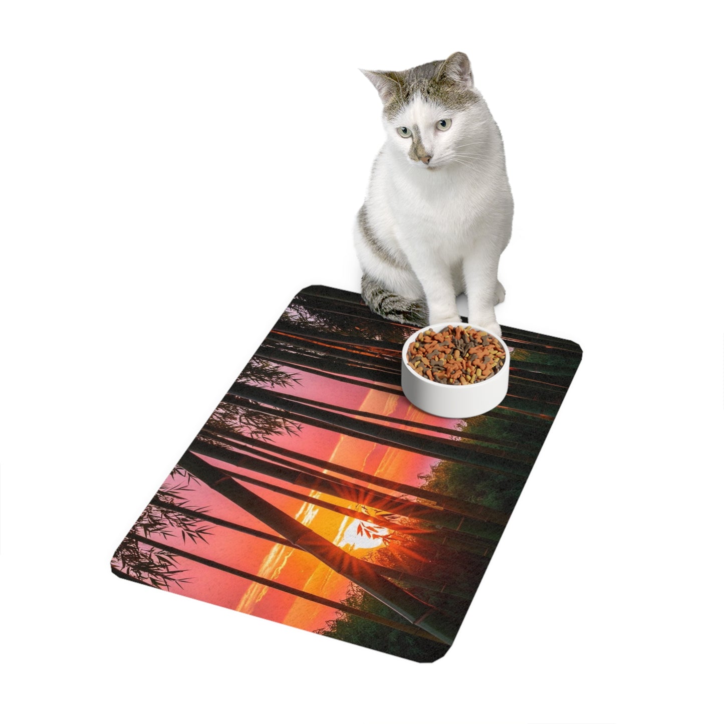 Pet Food Mat (12x18) - Bamboo Forest Sunrise