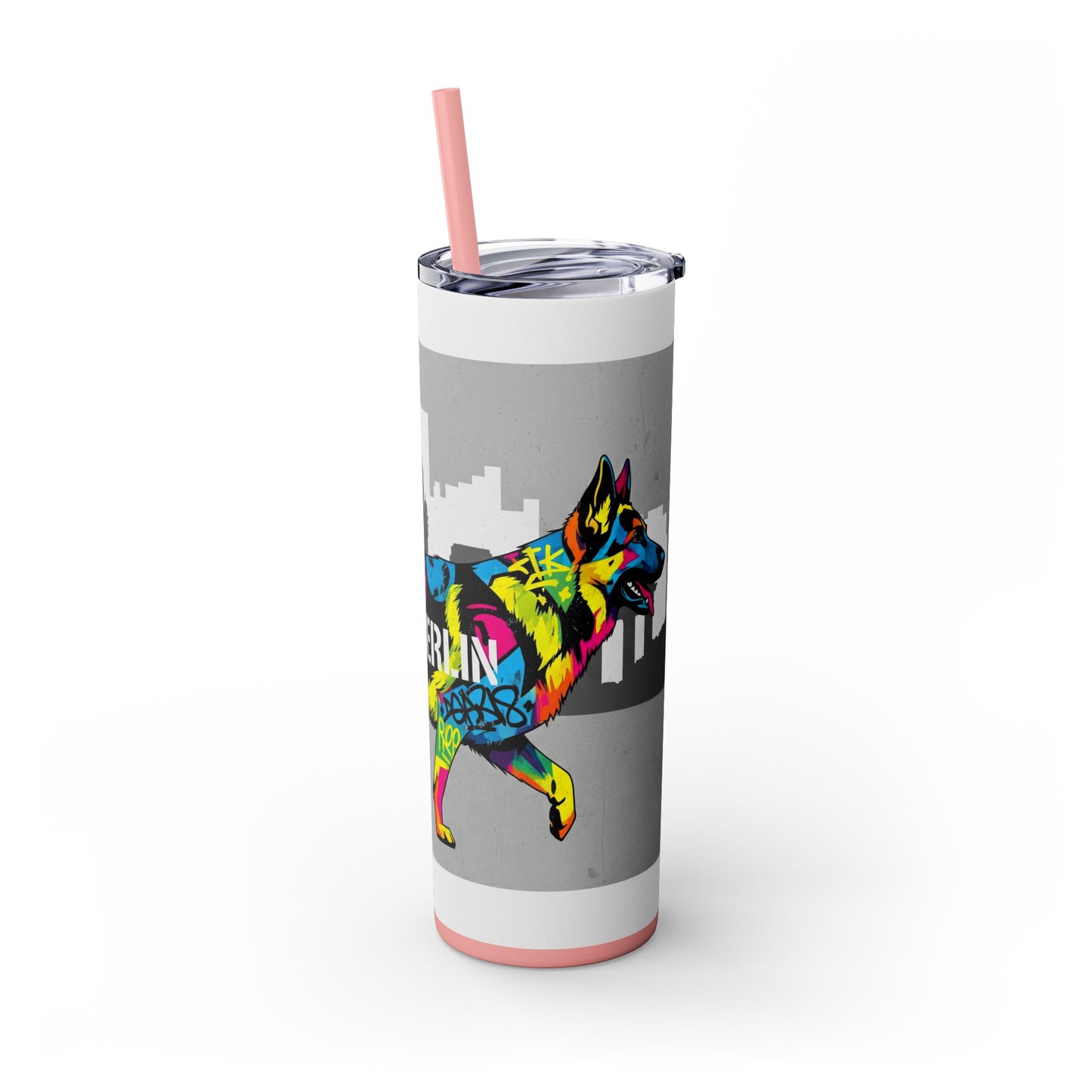 German Shepherd Skinny Tumbler with Straw, 20oz