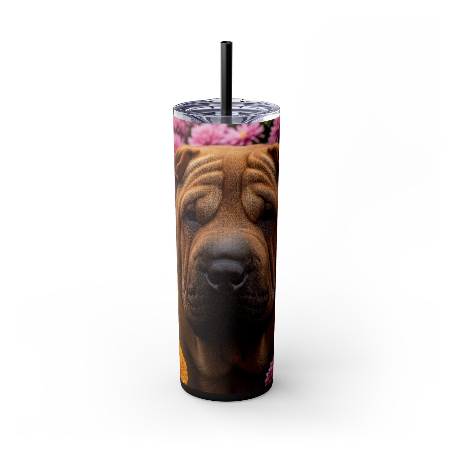 Shar-Pei Skinny Tumbler with Straw, 20oz