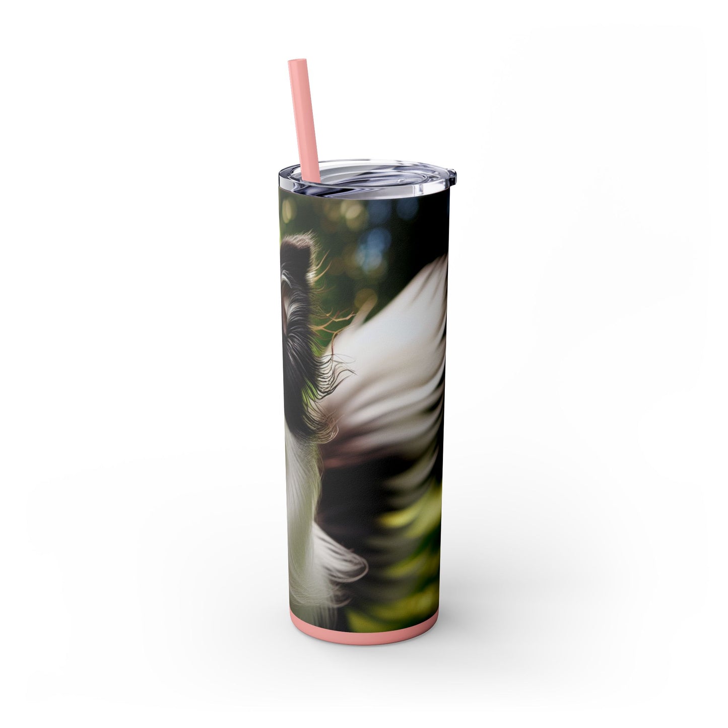 Border Collie Skinny Tumbler with Straw, 20oz