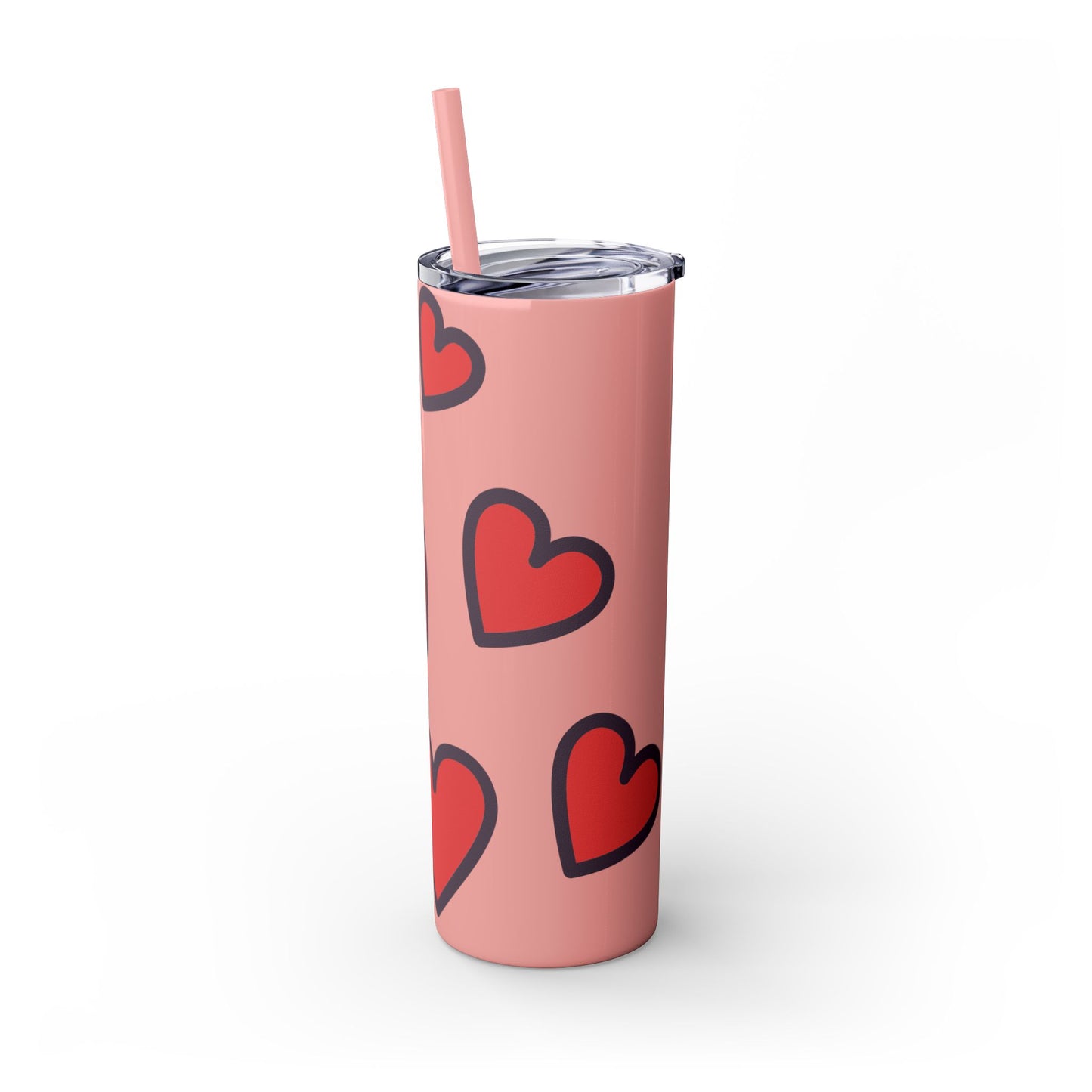Hearts Skinny Tumbler with Straw, 20oz