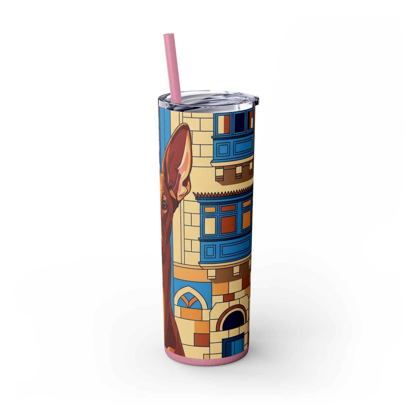 Pharaoh Hound Skinny Tumbler with Straw, 20oz