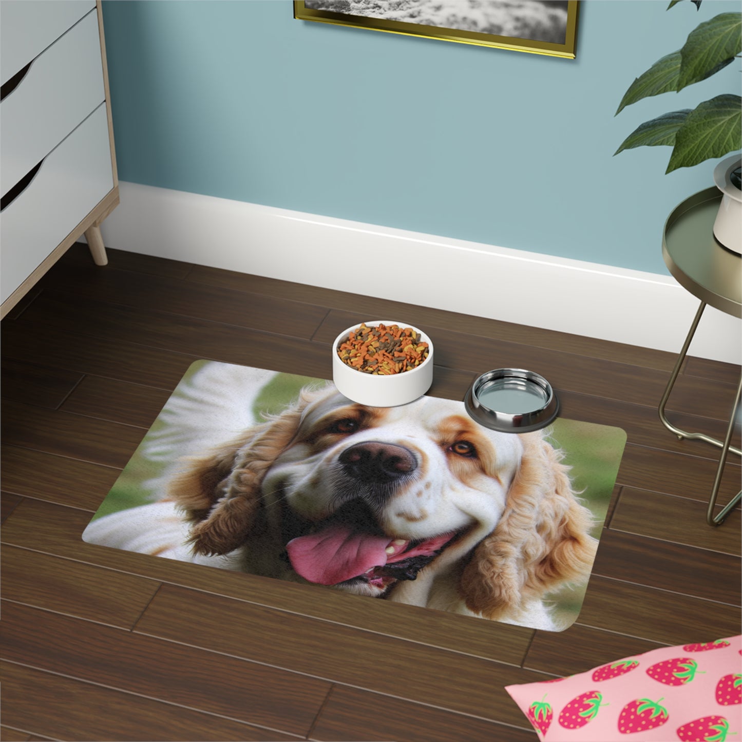 Tapete para comida de mascotas (12 x 18) - Clumber Spaniel