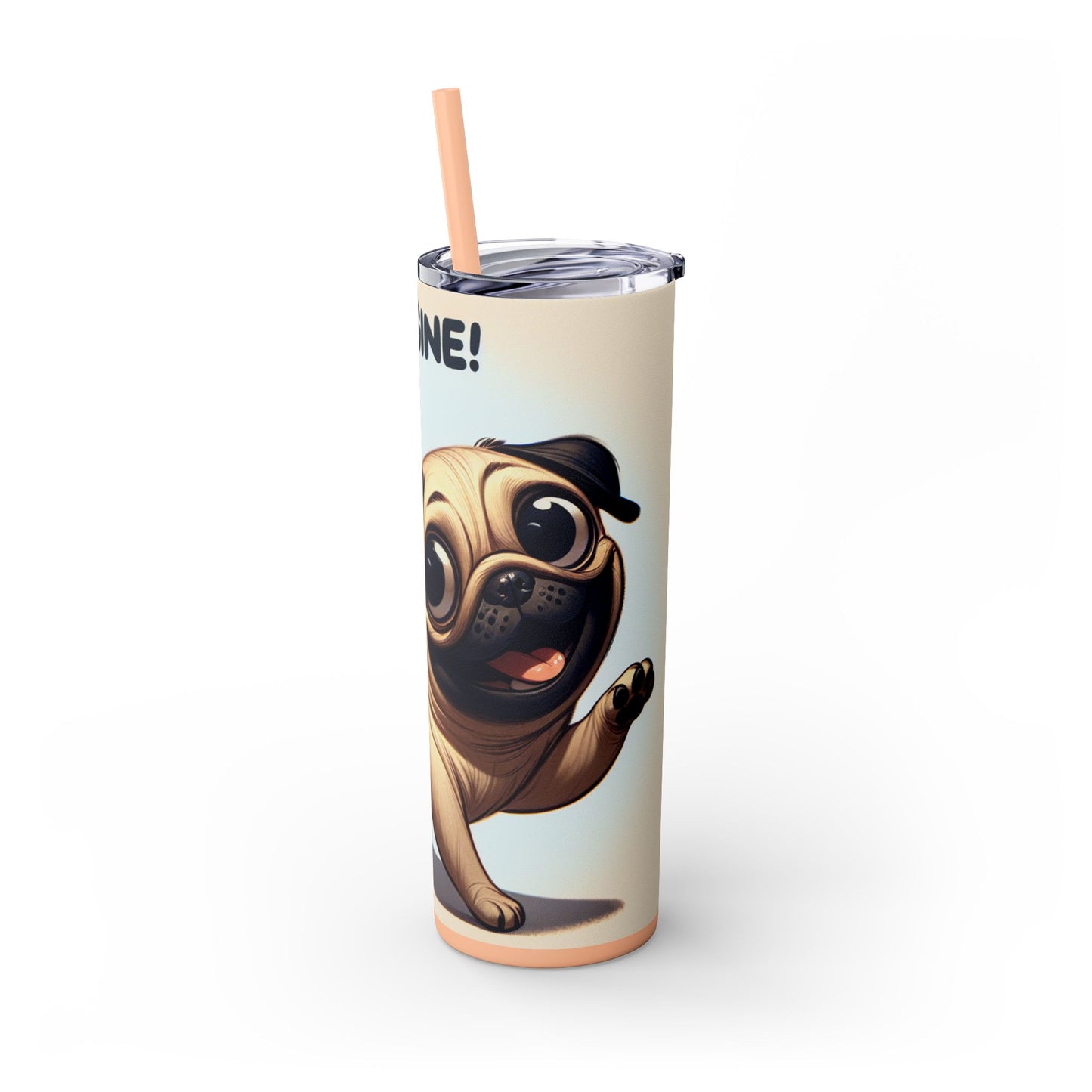 Pug Skinny Tumbler with Straw, 20oz