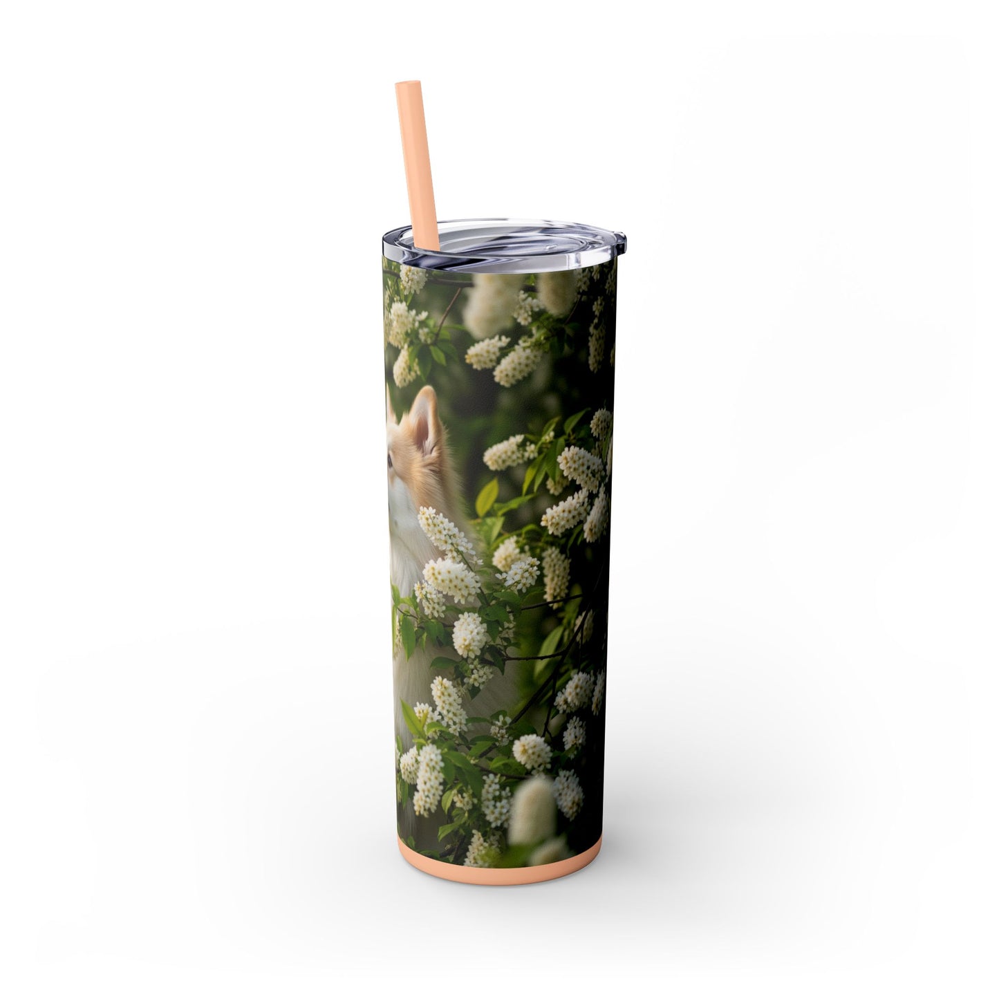 Finnish Spitz Skinny Tumbler with Straw, 20oz