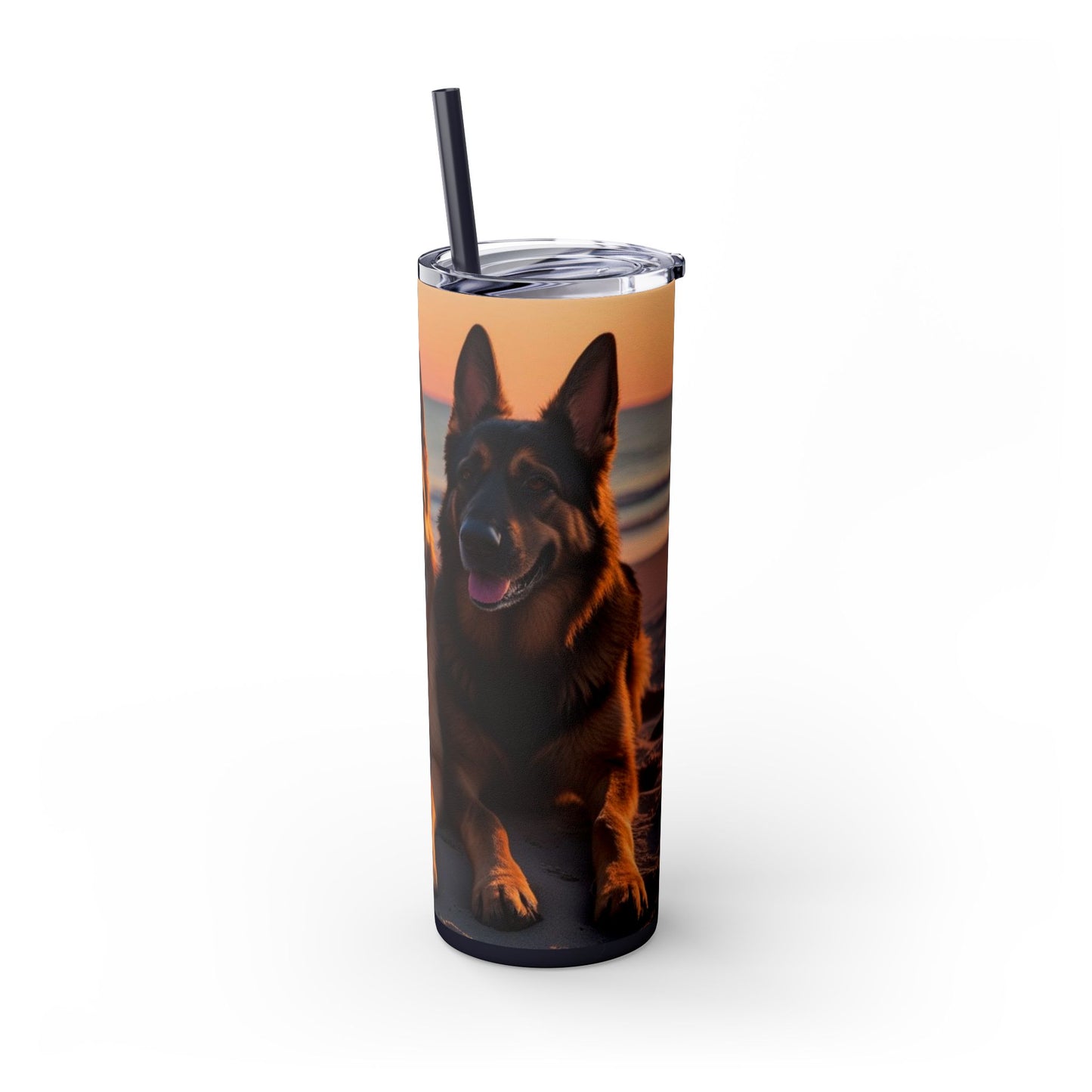 German Shepherd Love Skinny Tumbler with Straw, 20oz