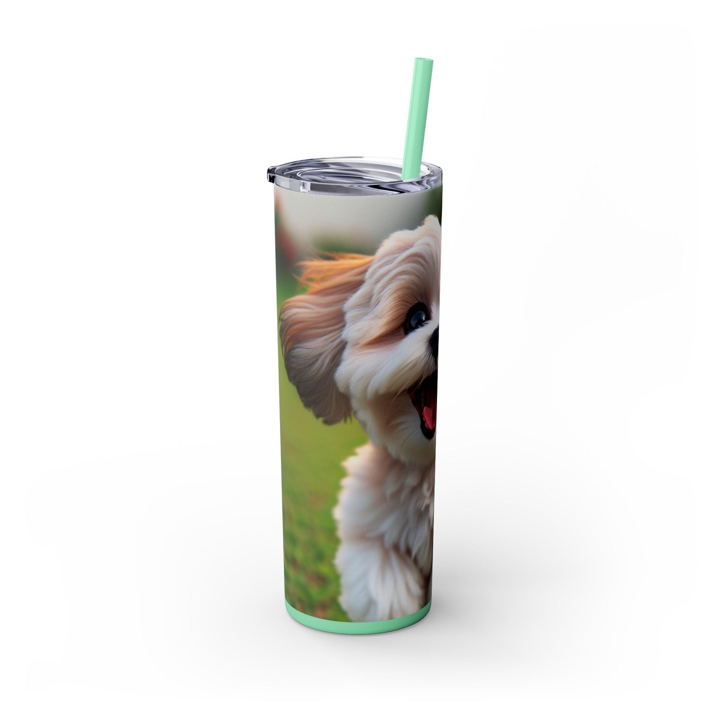 Shih-poo Skinny Tumbler with Straw, 20oz