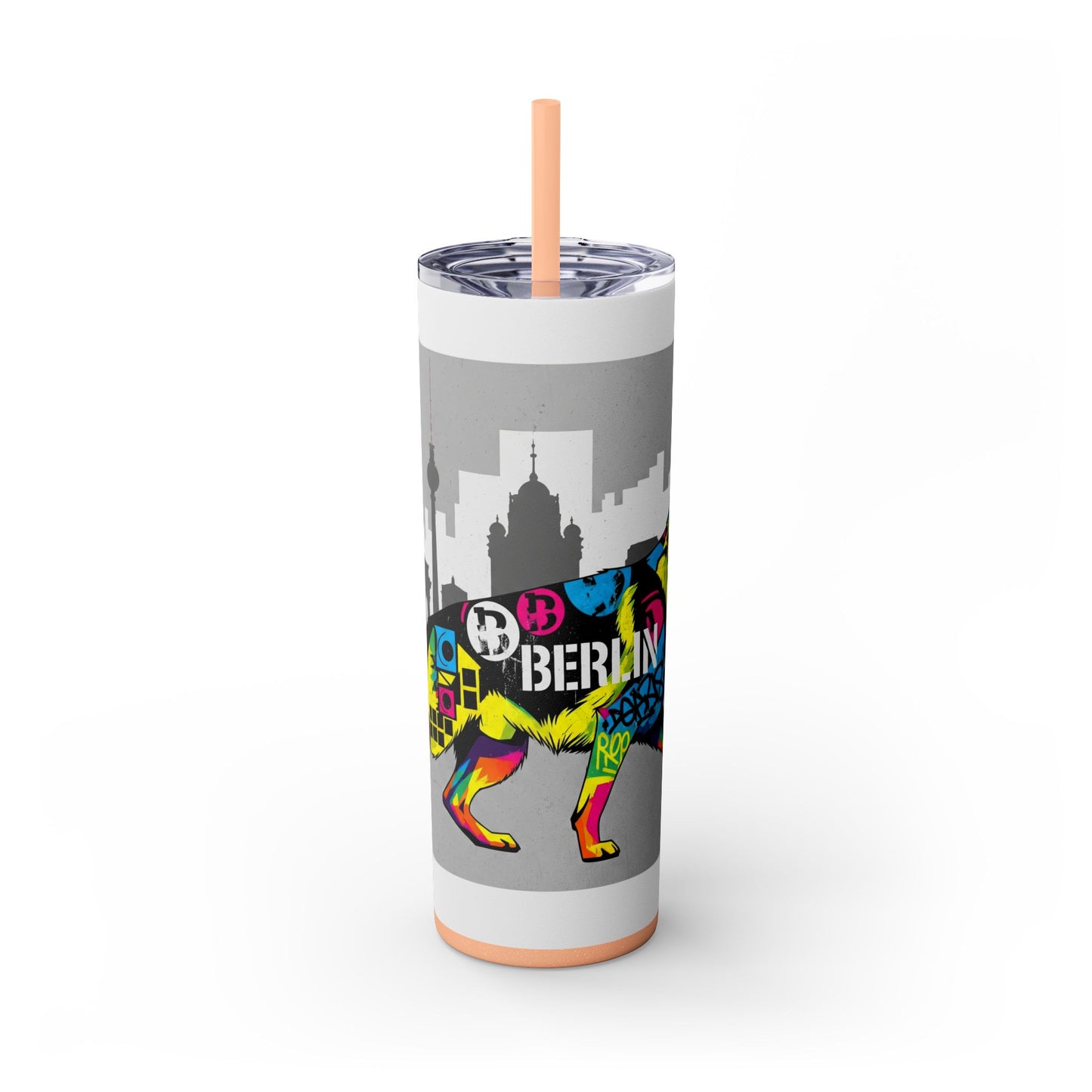 German Shepherd Skinny Tumbler with Straw, 20oz