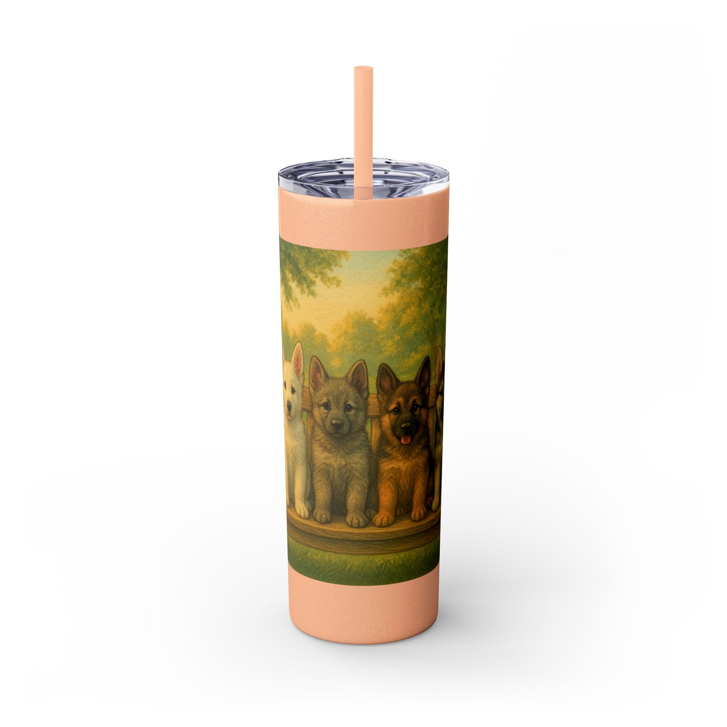 German Shepherd puppies Tumbler with Straw, 20oz