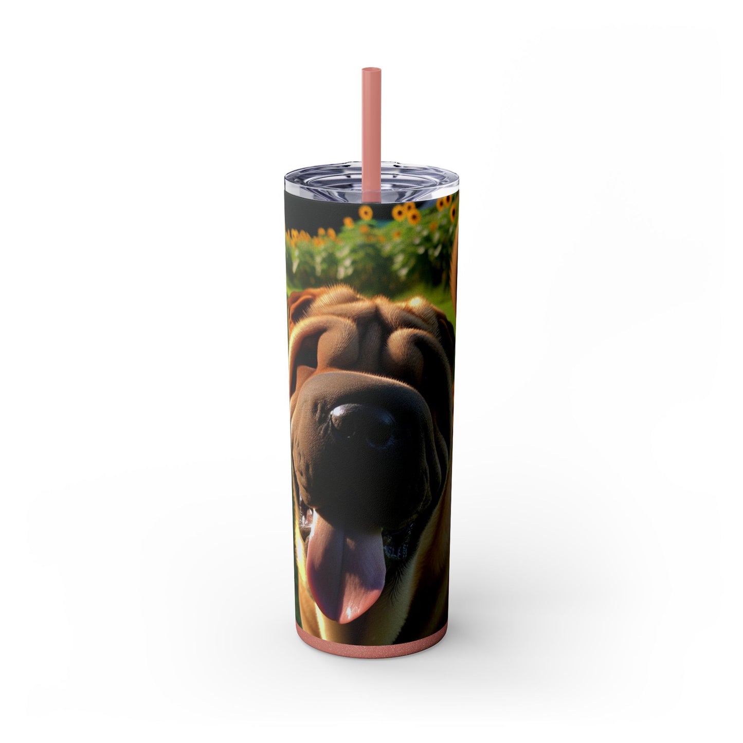 Shar Pei Skinny Tumbler with Straw, 20oz