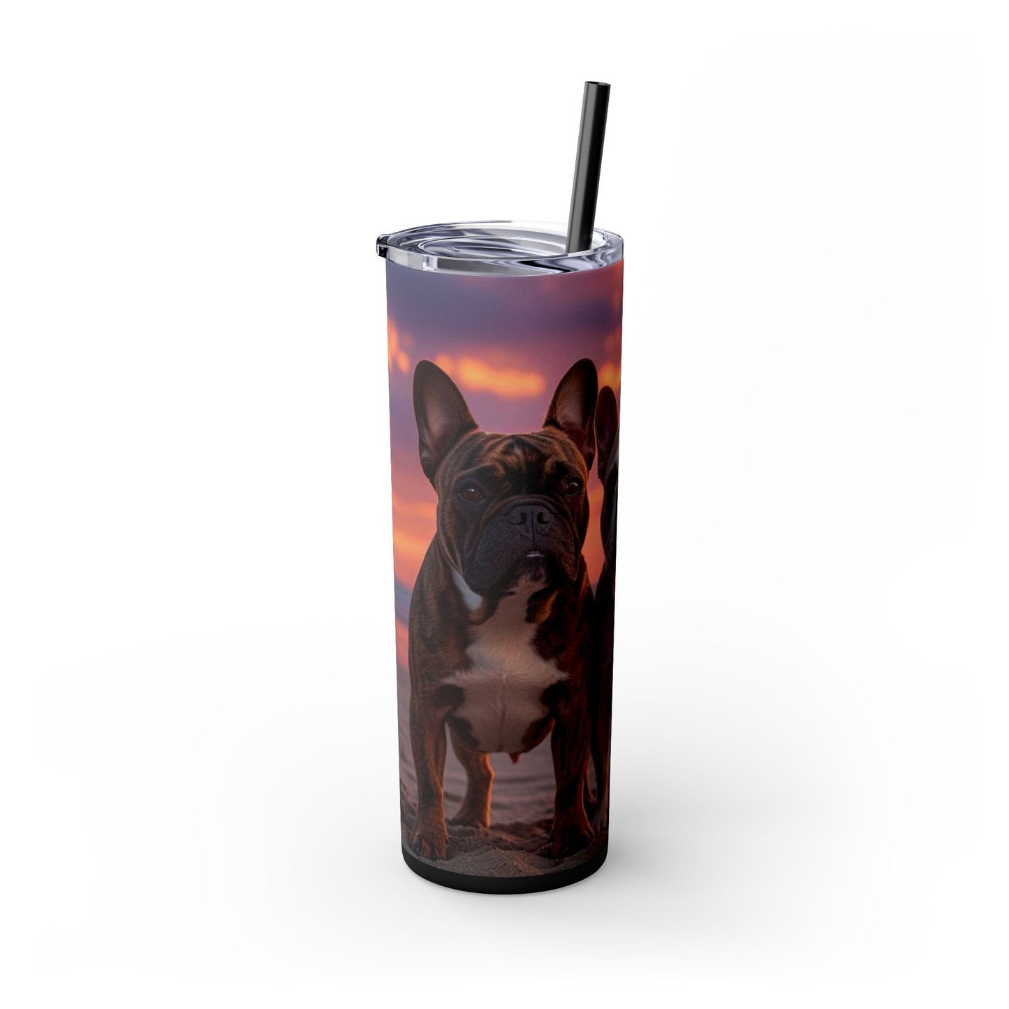 French Bulldog Love Skinny Tumbler with Straw, 20oz
