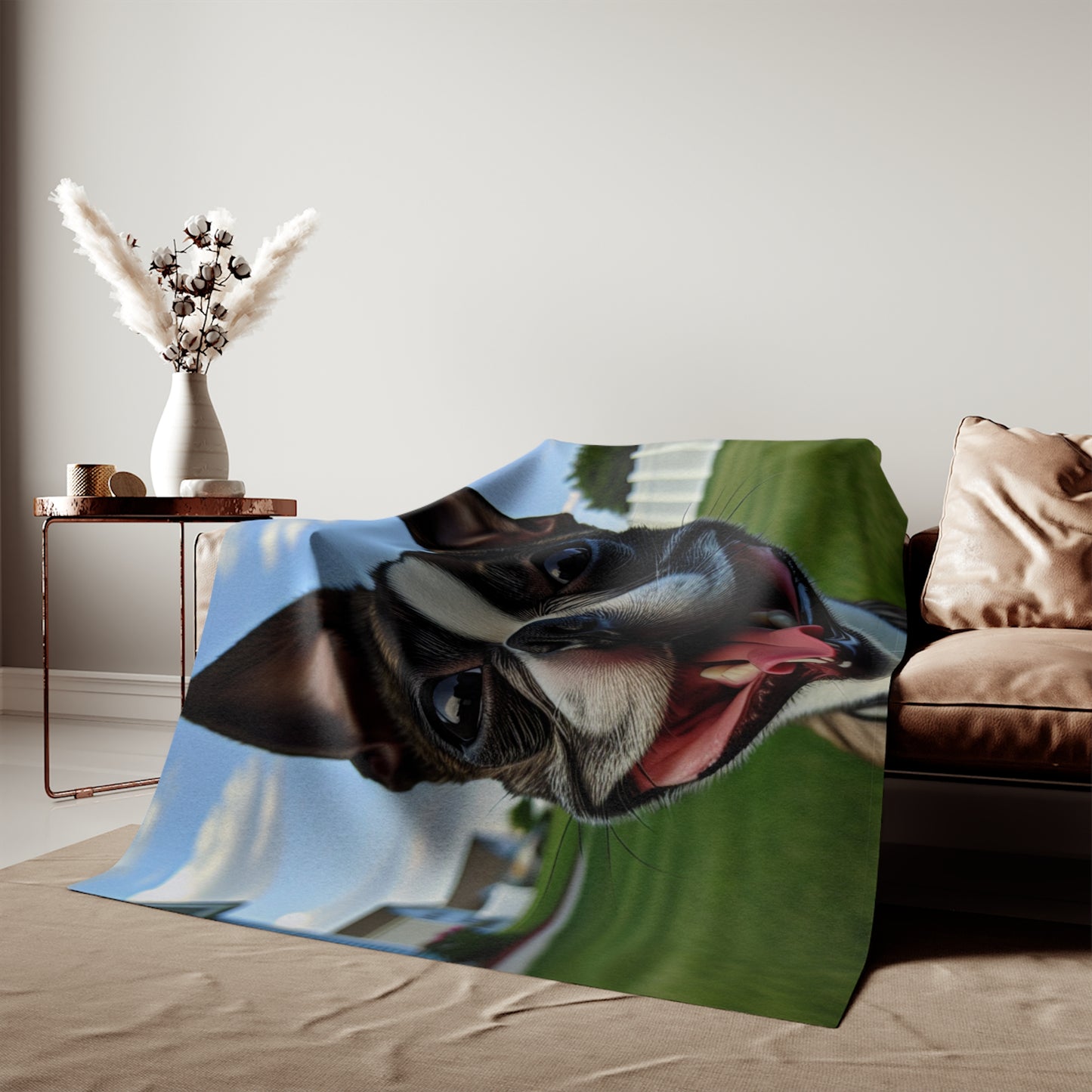 Boston Terrier Sweatshirt Blanket