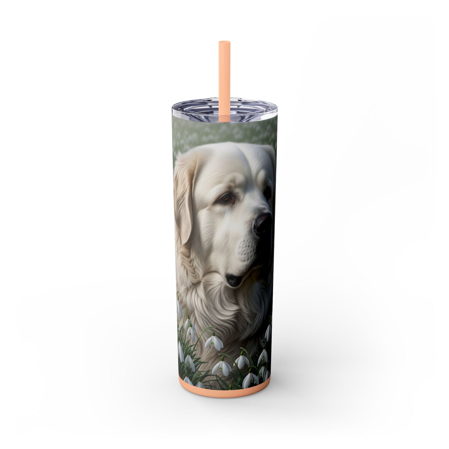 Pyrenean Mastiff Skinny Tumbler with Straw, 20oz