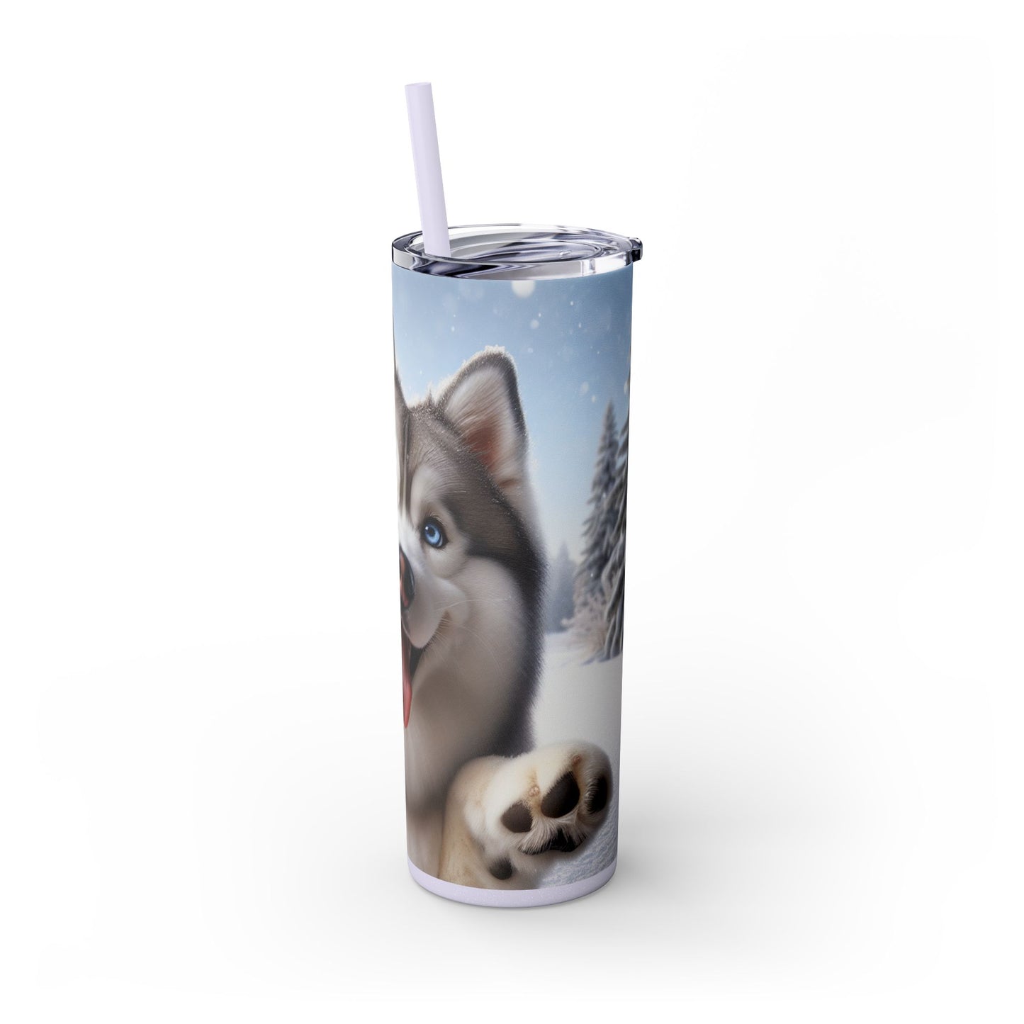 Siberian Husky Skinny Tumbler with Straw, 20oz