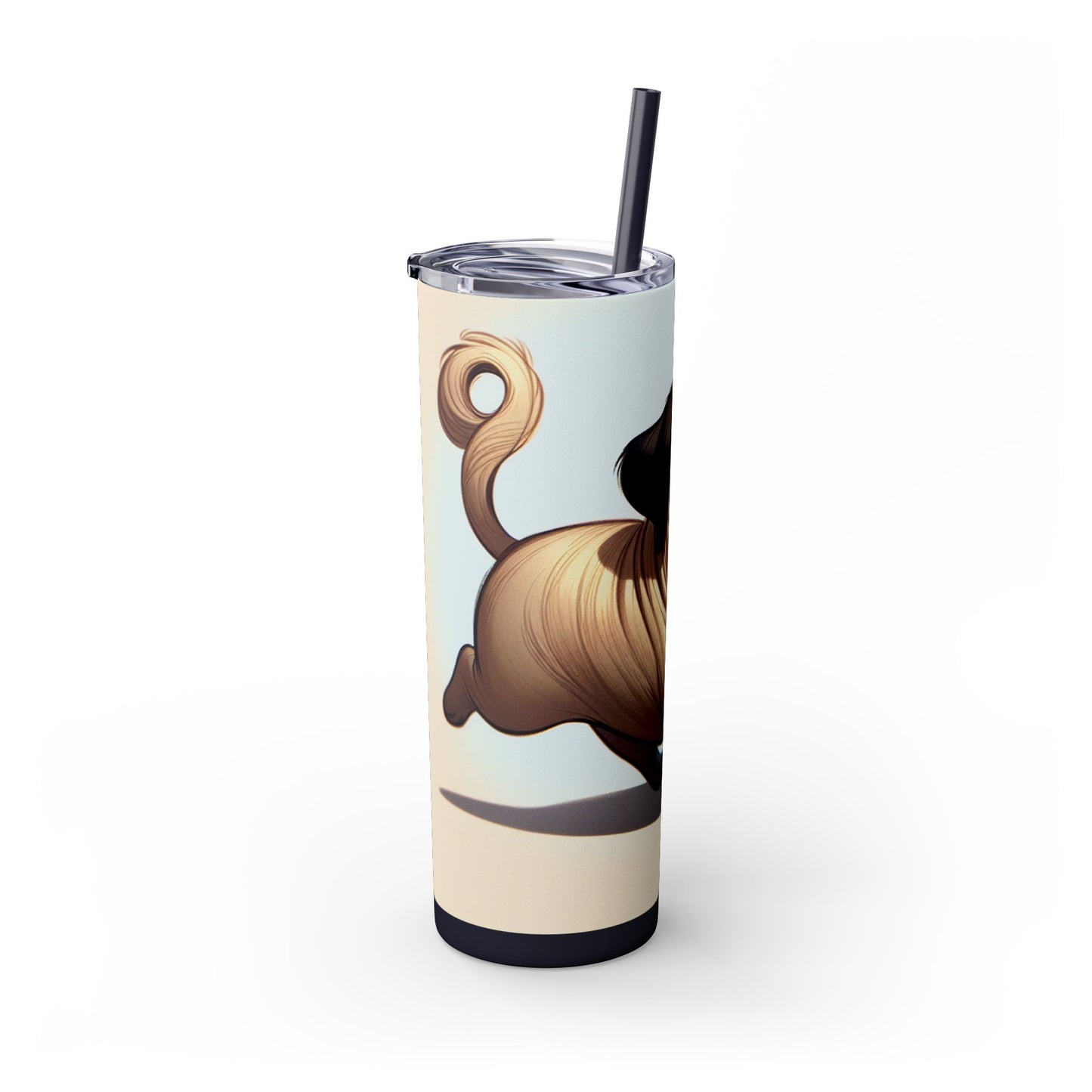 Pug Skinny Tumbler with Straw, 20oz