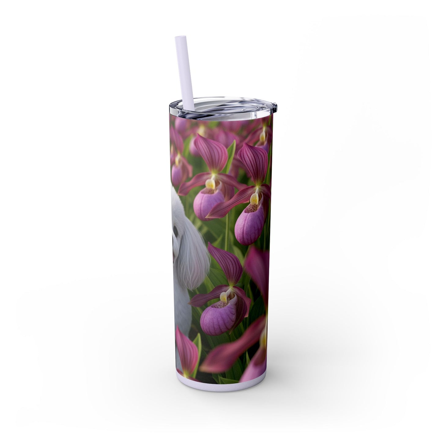 Toy Poodle Skinny Tumbler with Straw, 20oz