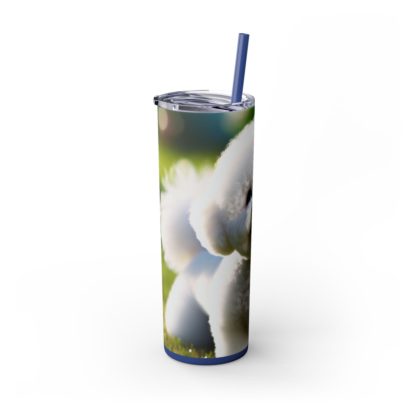 Bichon Frise Skinny Tumbler with Straw, 20oz