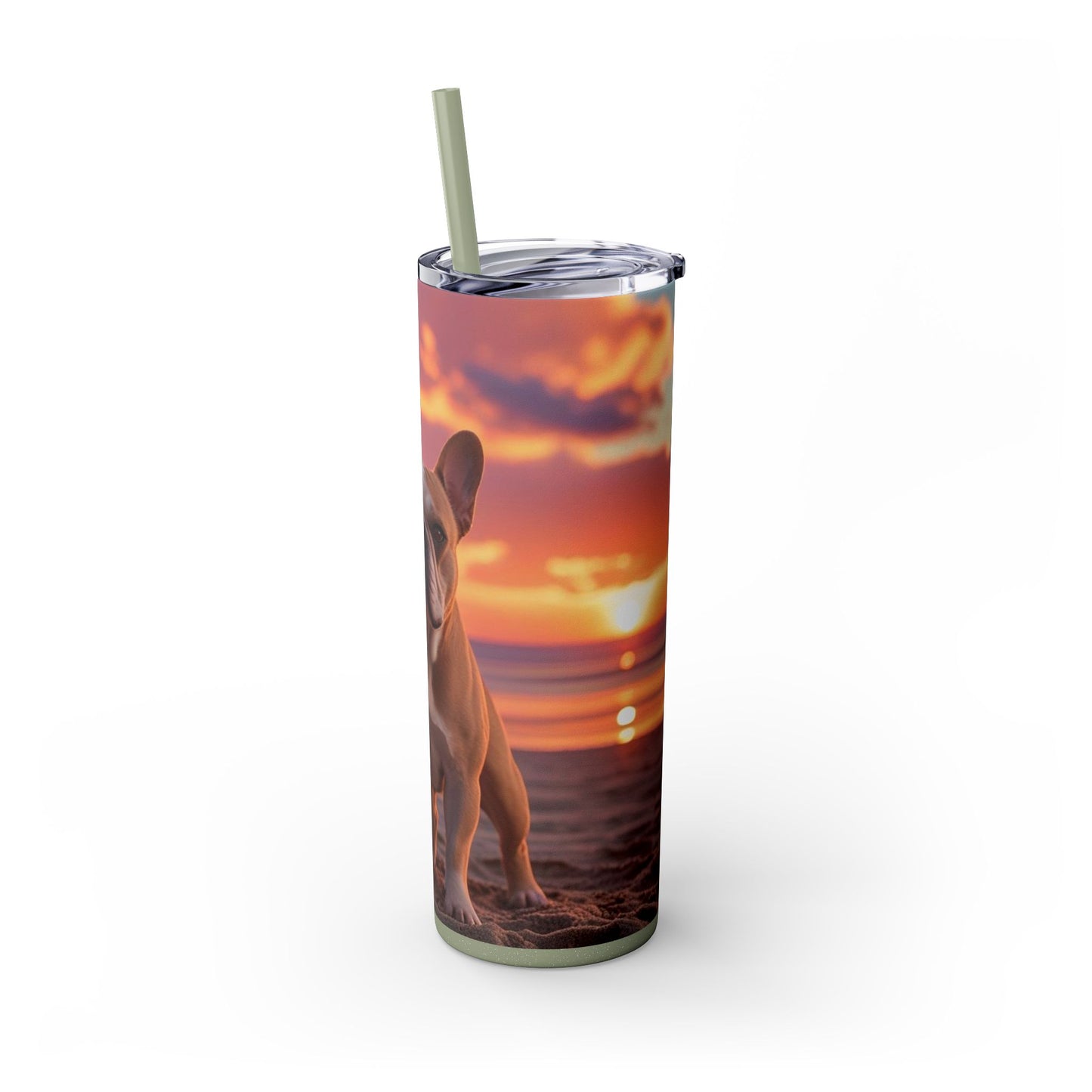 French Bulldog Love Skinny Tumbler with Straw, 20oz