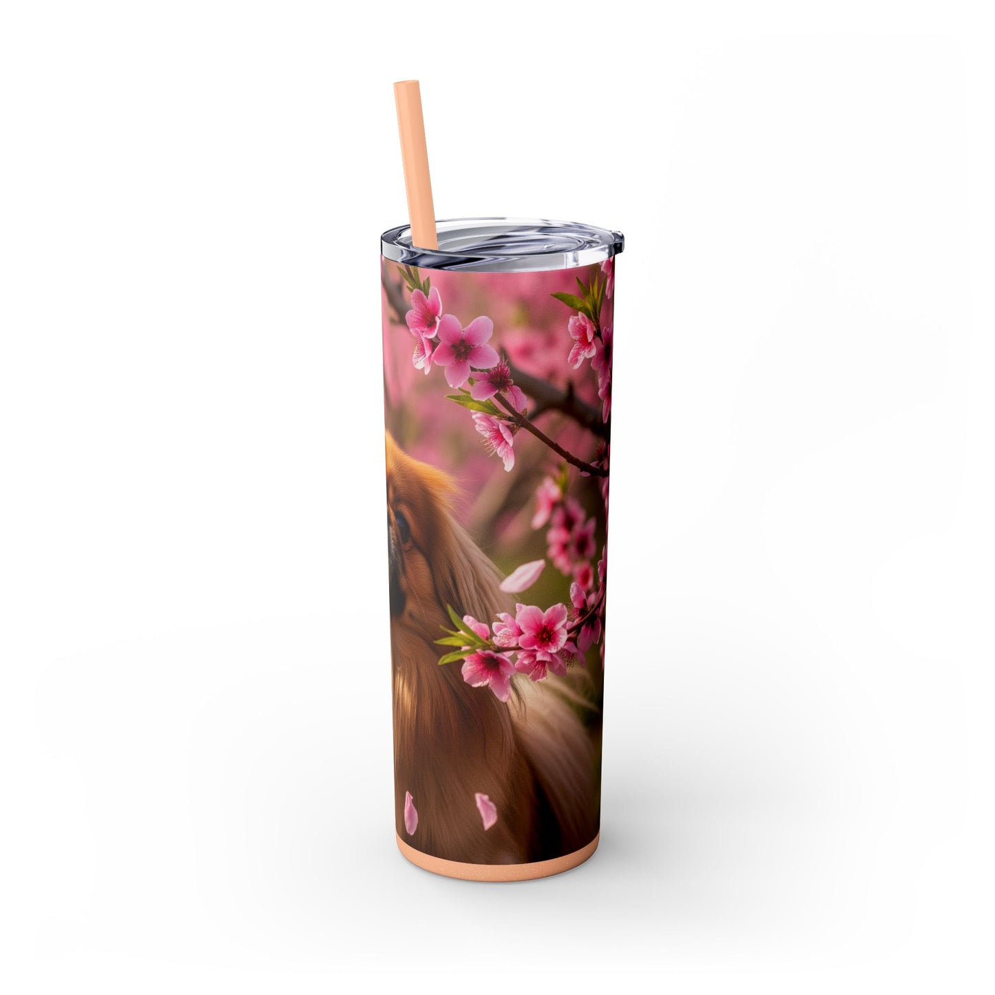 Pekingese Skinny Tumbler with Straw, 20oz