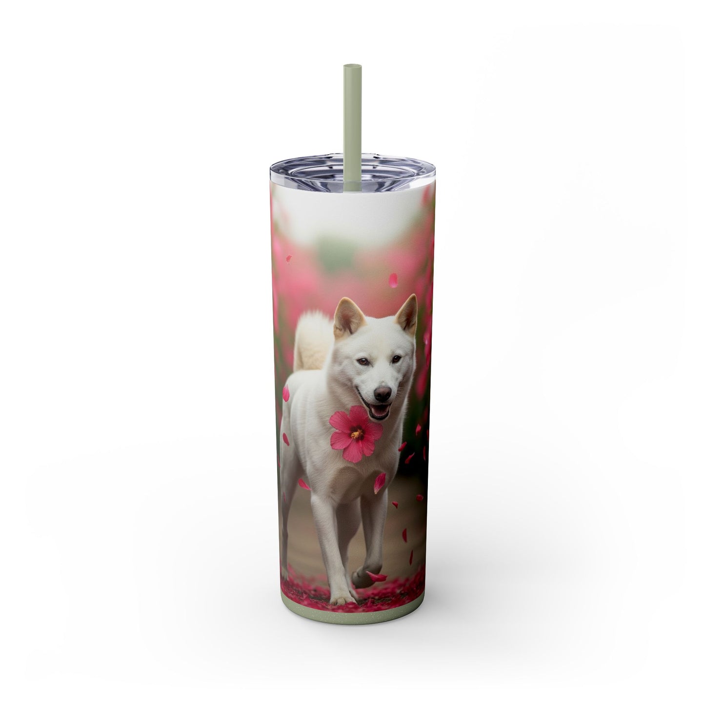 Korean Jindo Dog Tumbler with Straw, 20oz