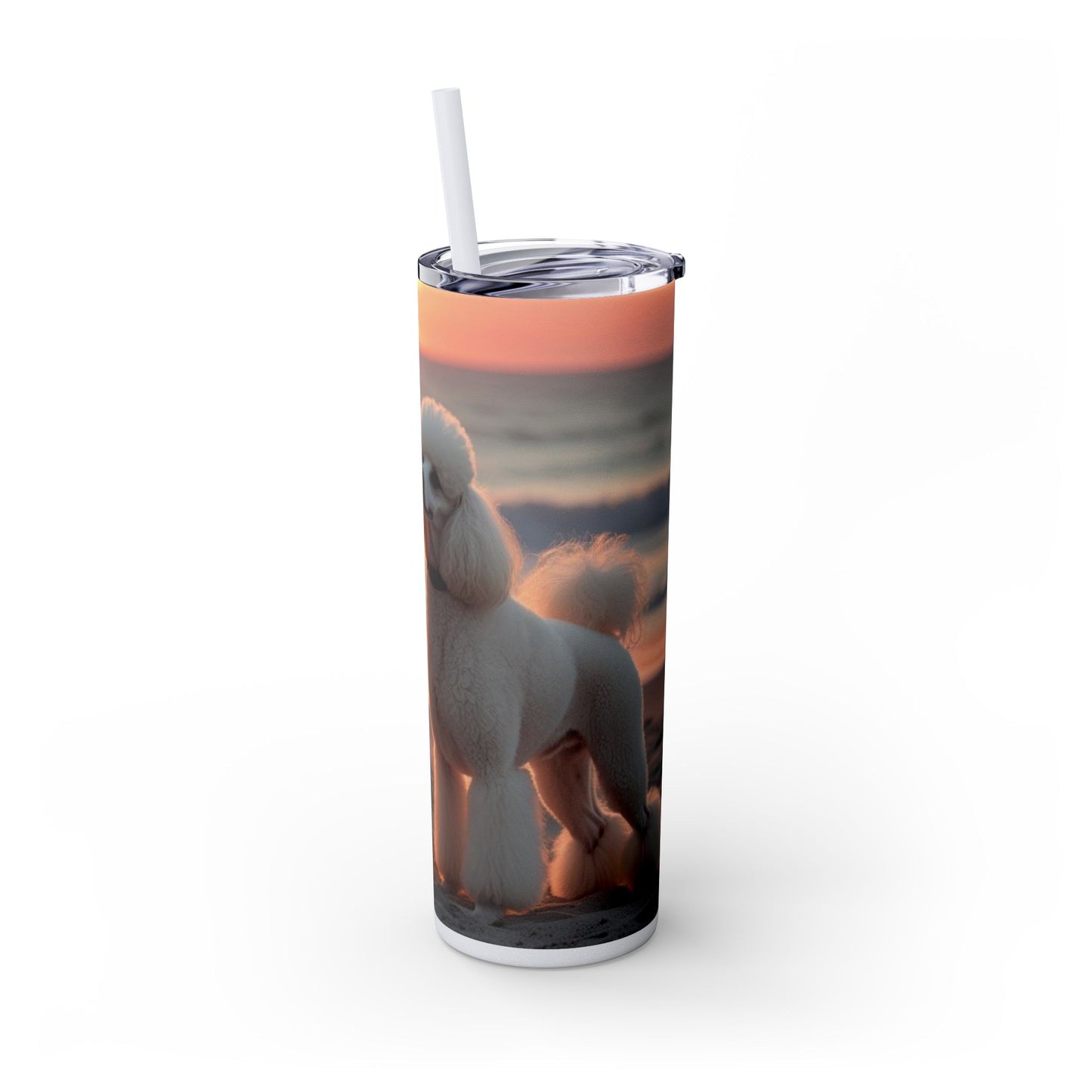Poodle Love Skinny Tumbler with Straw, 20oz
