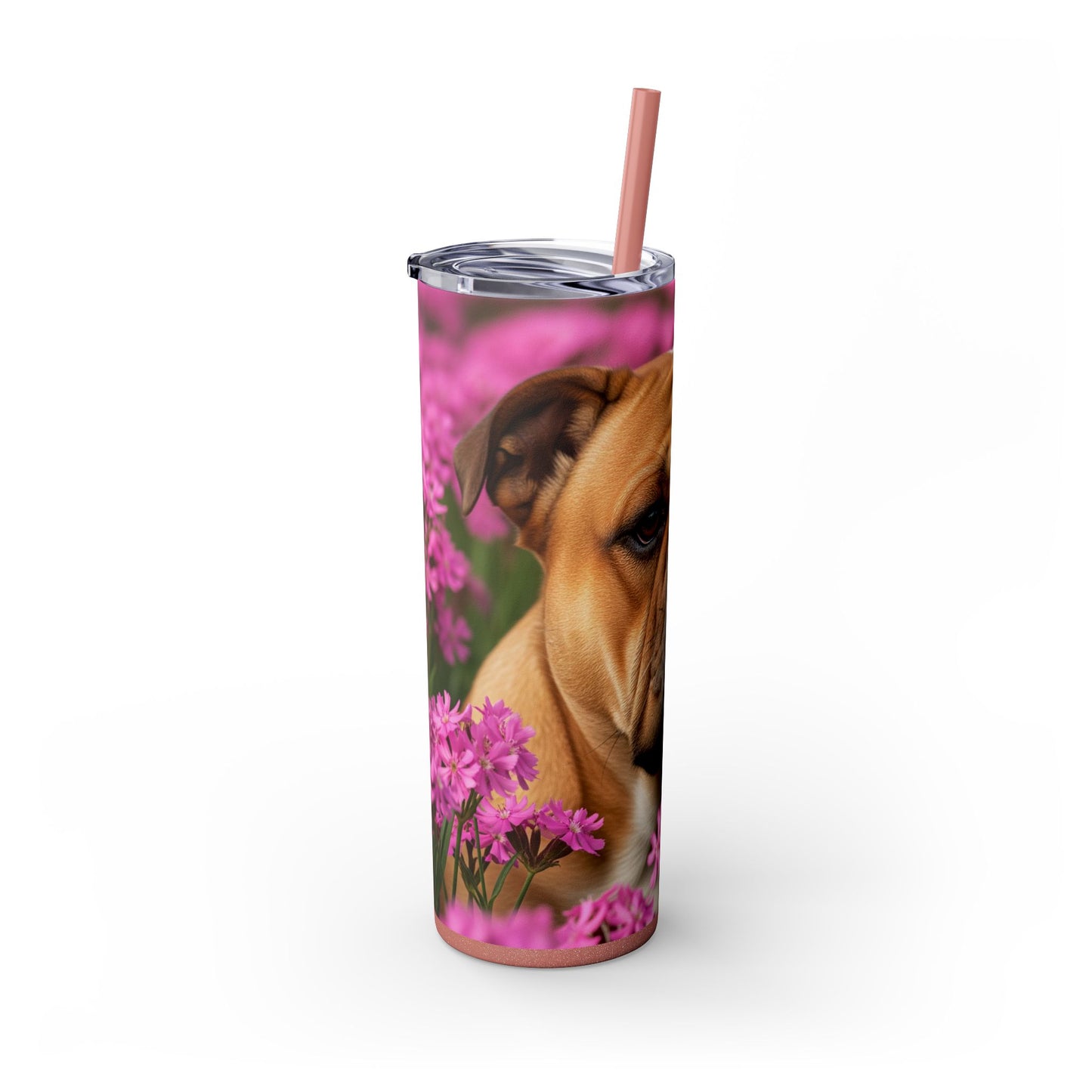Bulldog Skinny Tumbler with Straw, 20oz