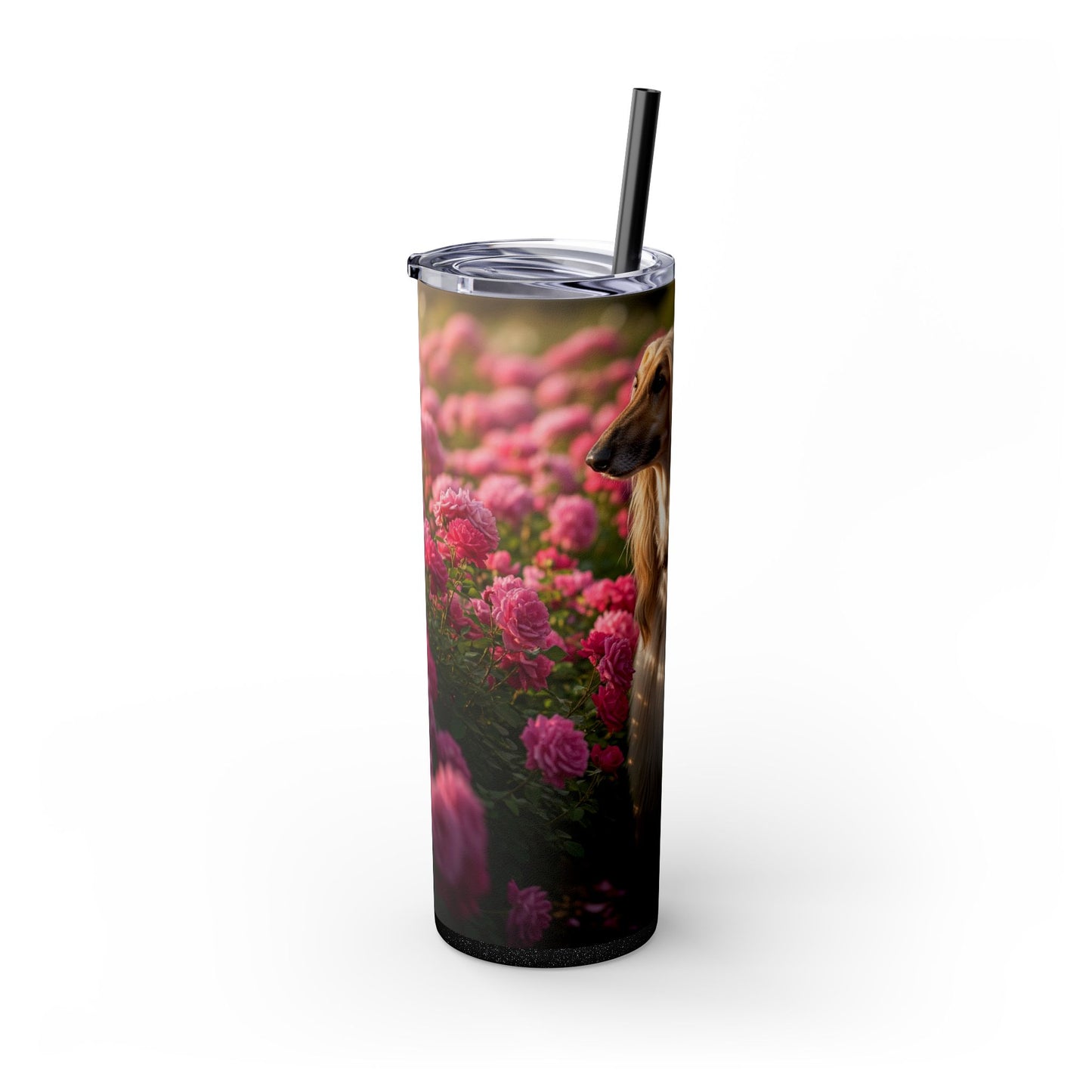 Afghan Hound Skinny Tumbler with Straw, 20oz