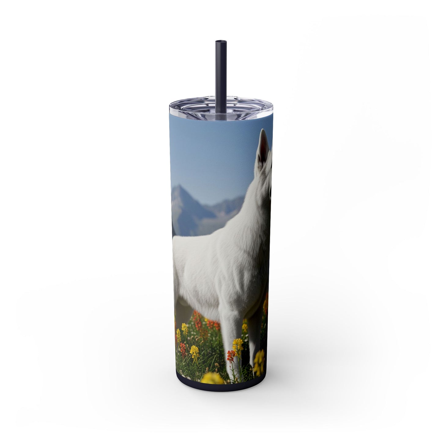 White Swiss Shepherd Dog Skinny Tumbler with Straw, 20oz