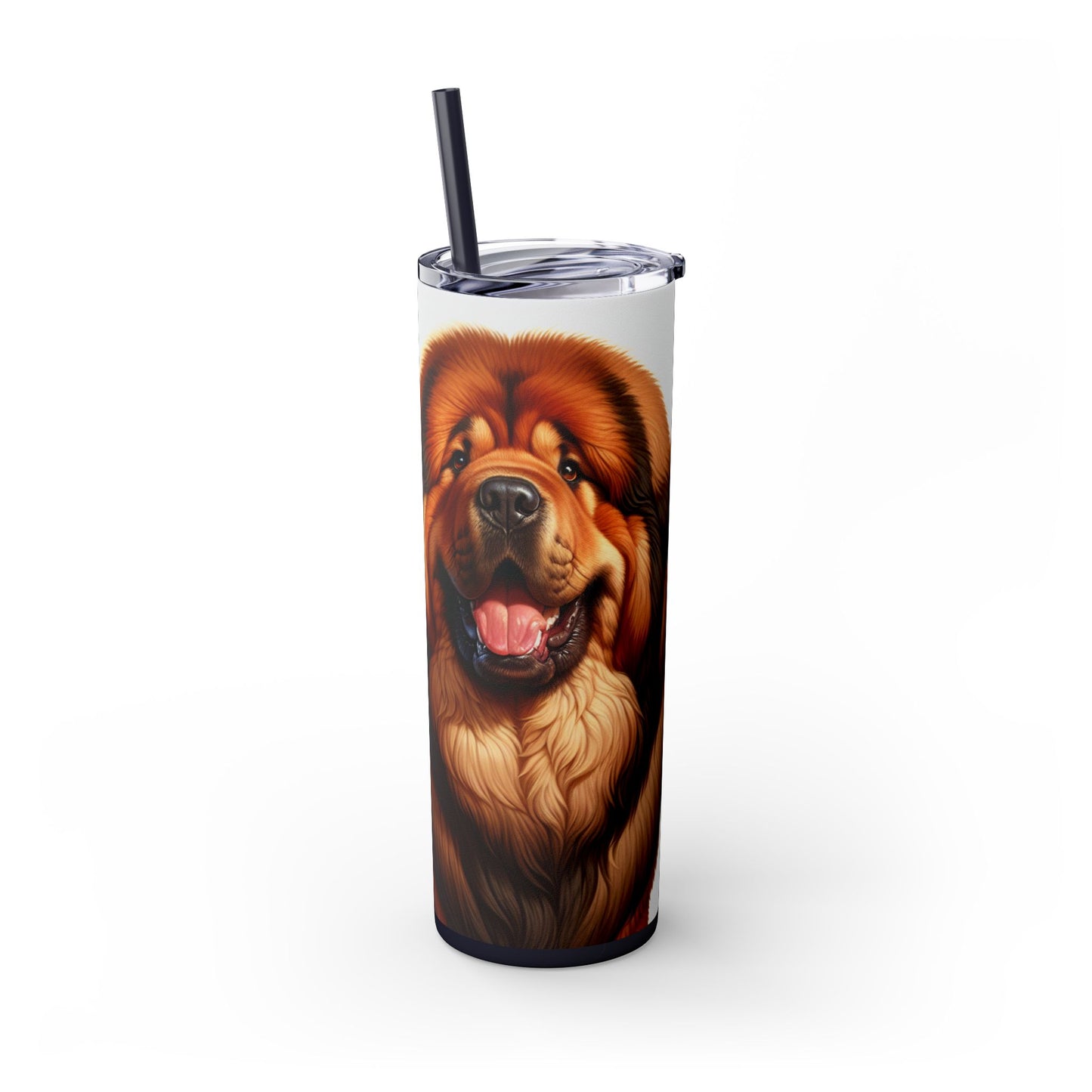 Tibetan Mastiff Skinny Tumbler with Straw, 20oz