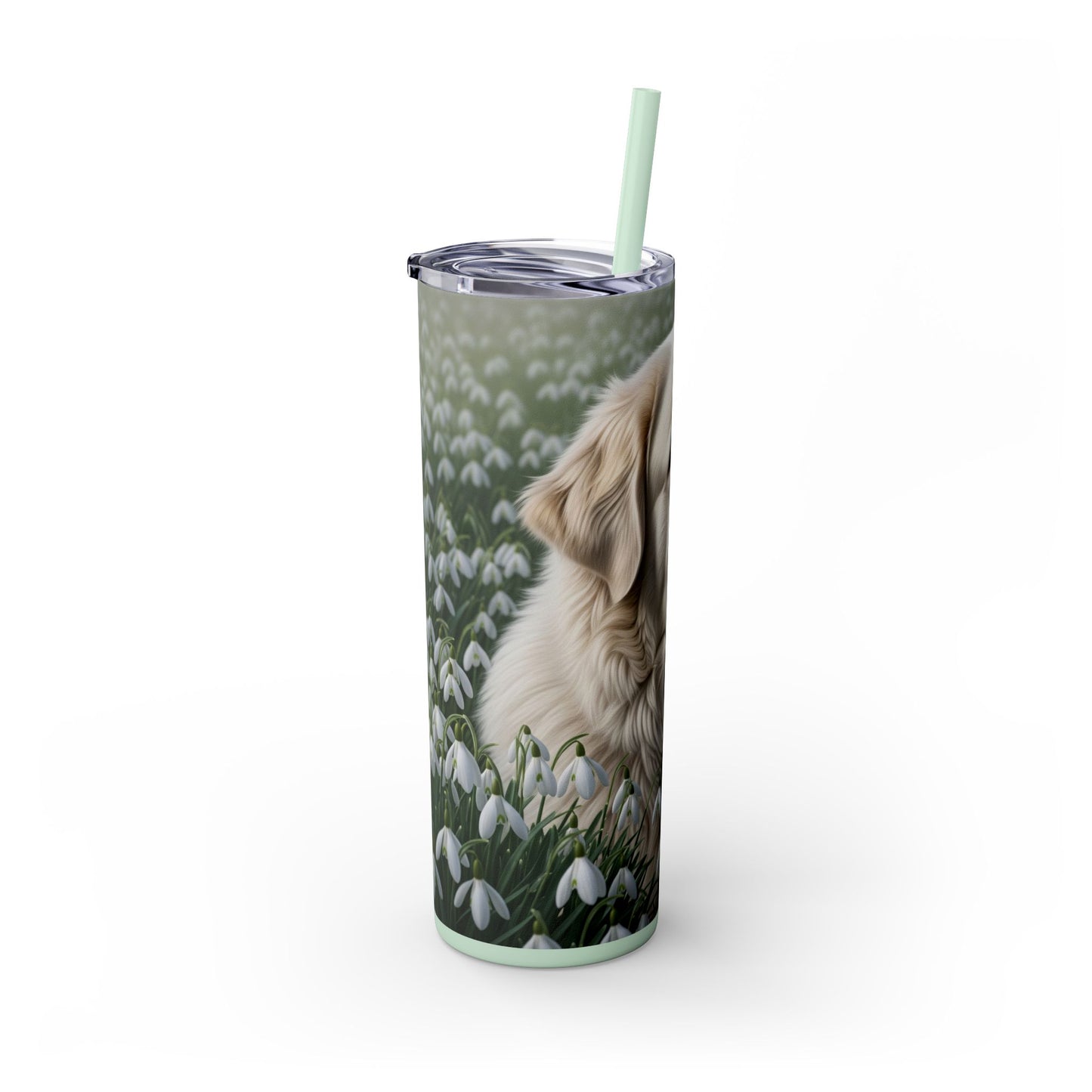 Pyrenean Mastiff Skinny Tumbler with Straw, 20oz