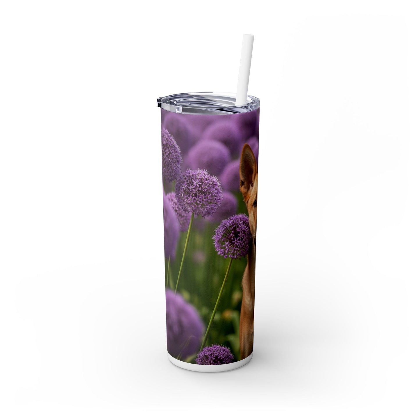 Canaan Dog Skinny Tumbler with Straw, 20oz