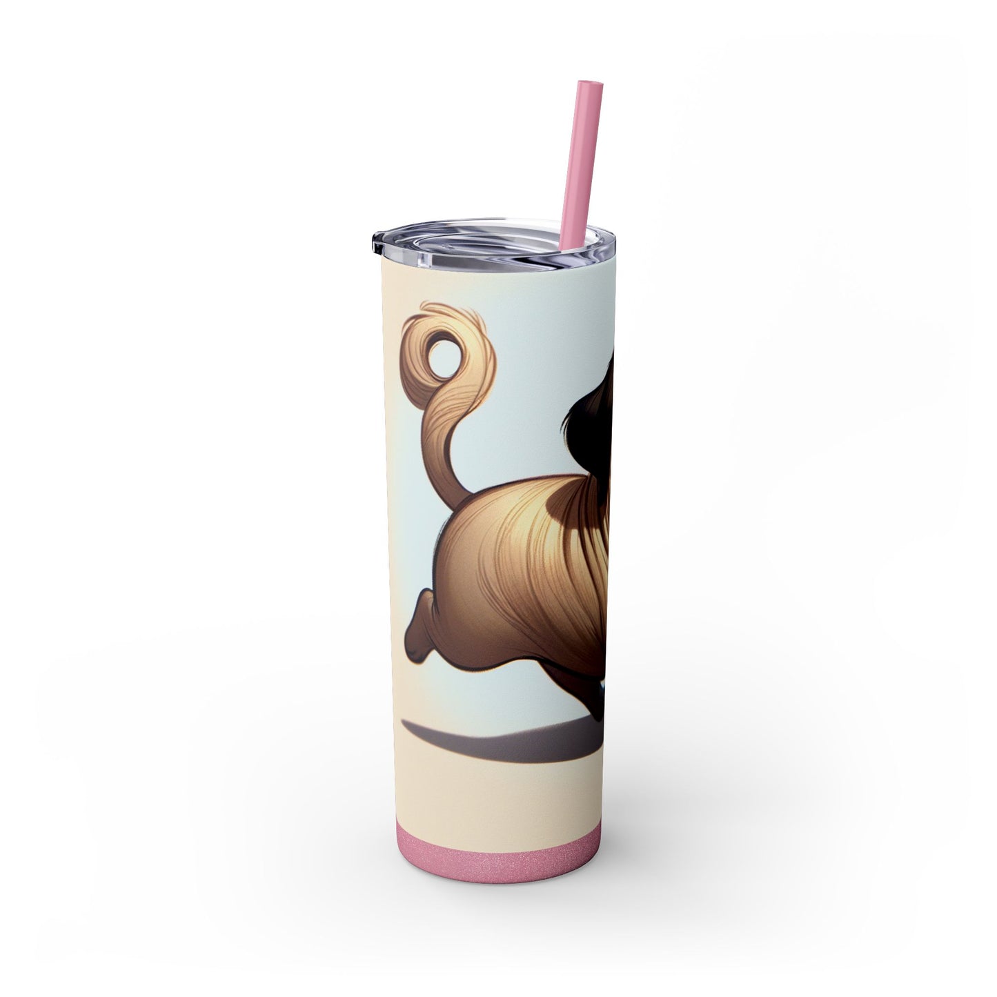 Pug Skinny Tumbler with Straw, 20oz