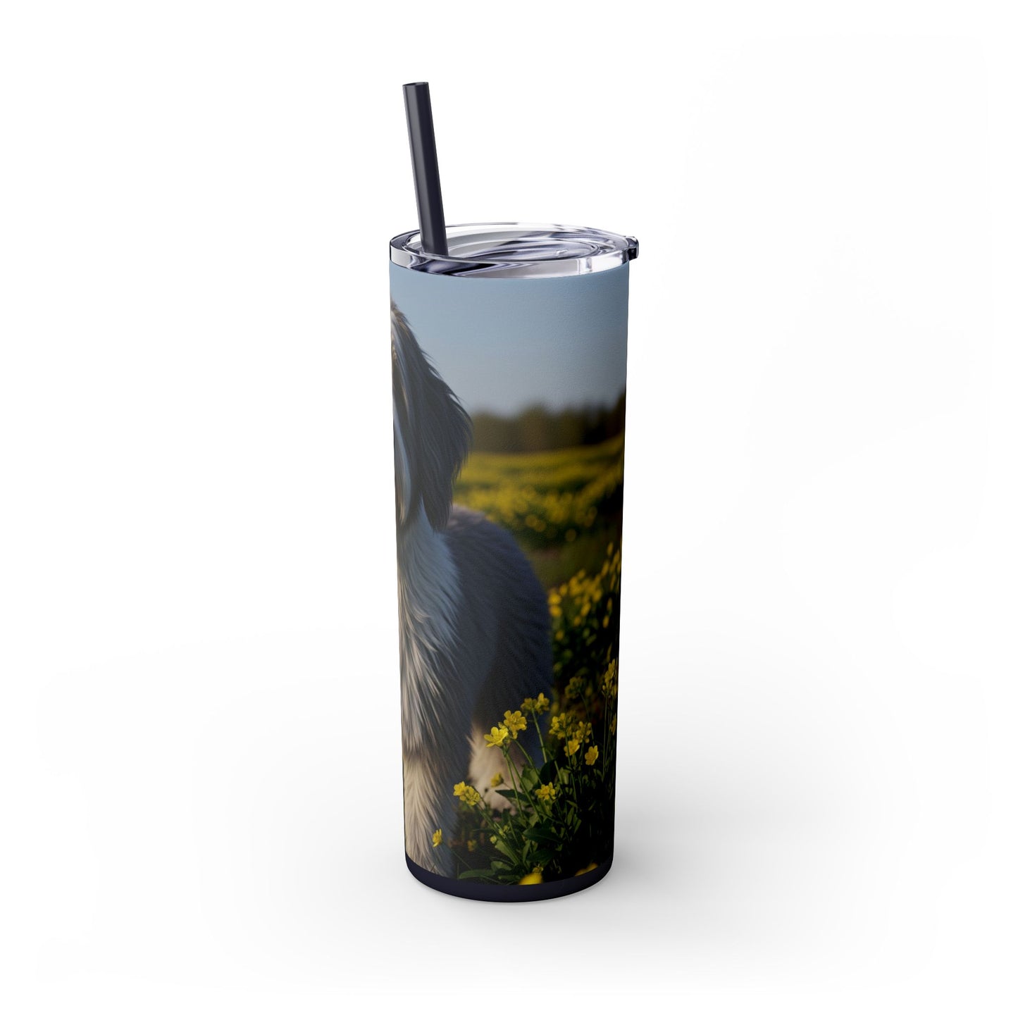 Polish Lowland Sheepdog Skinny Tumbler with Straw, 20oz