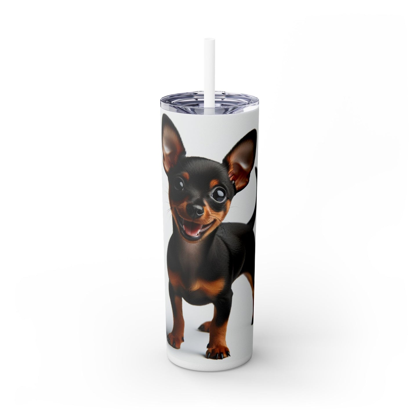 Miniature Pinscher Skinny Tumbler with Straw, 20oz