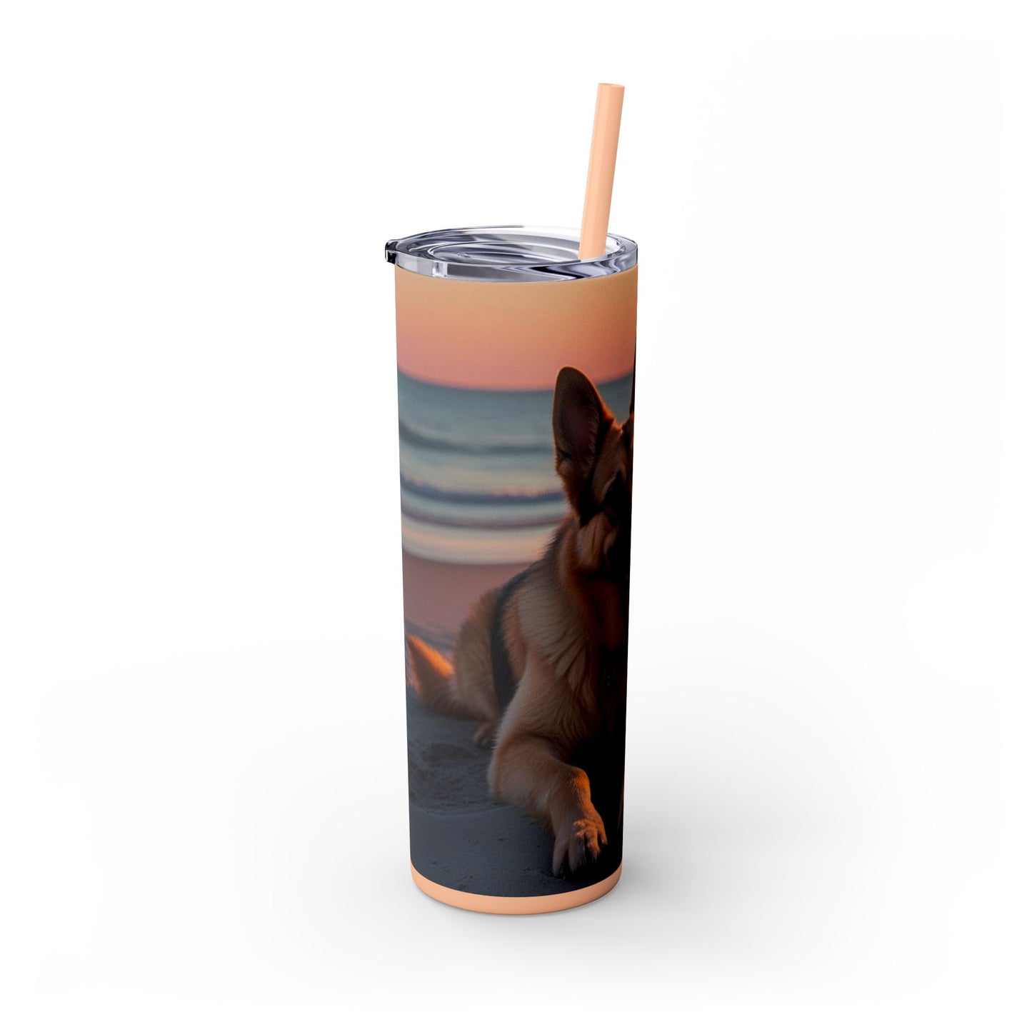 German Shepherd Love Skinny Tumbler with Straw, 20oz