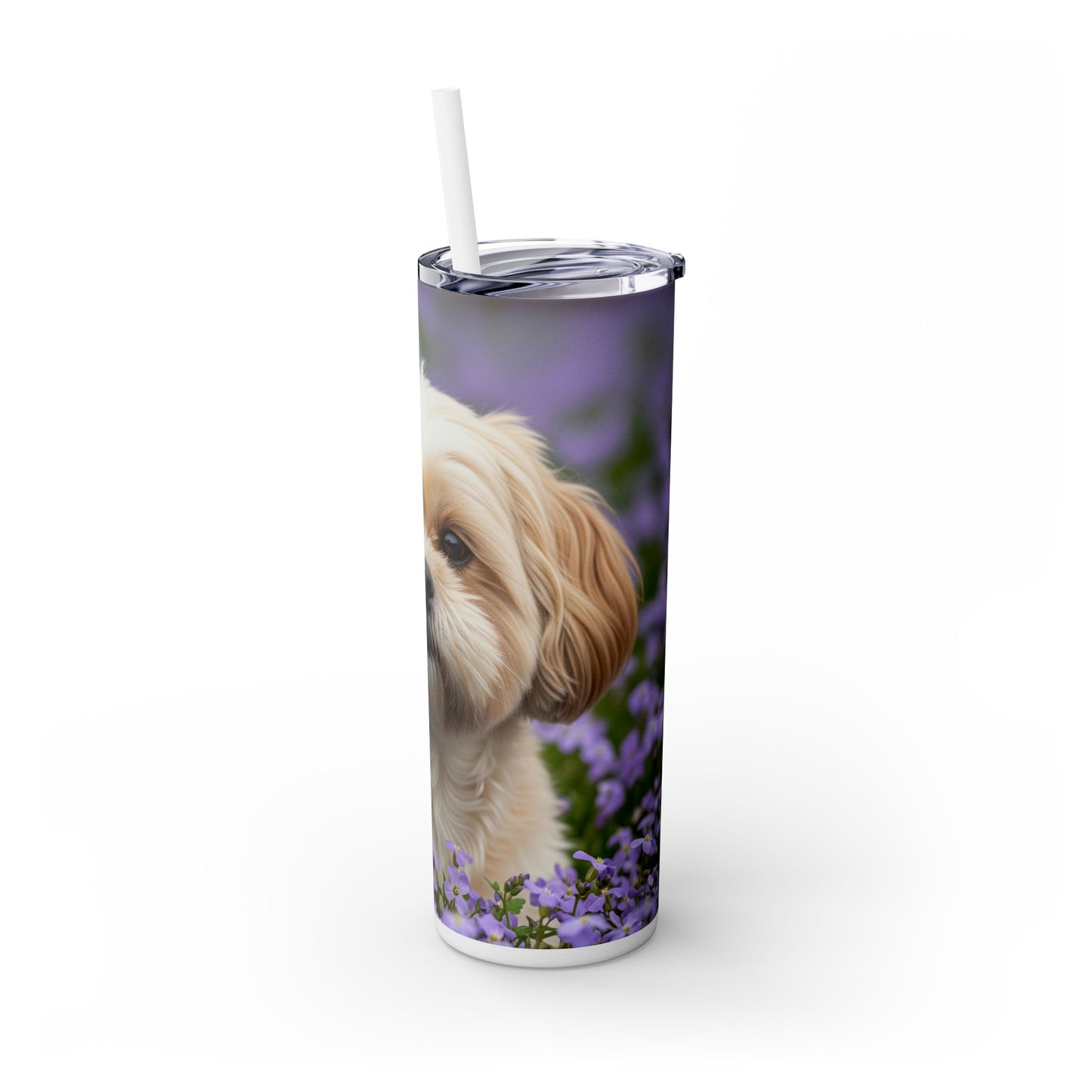 Shih-poo Skinny Tumbler with Straw, 20oz