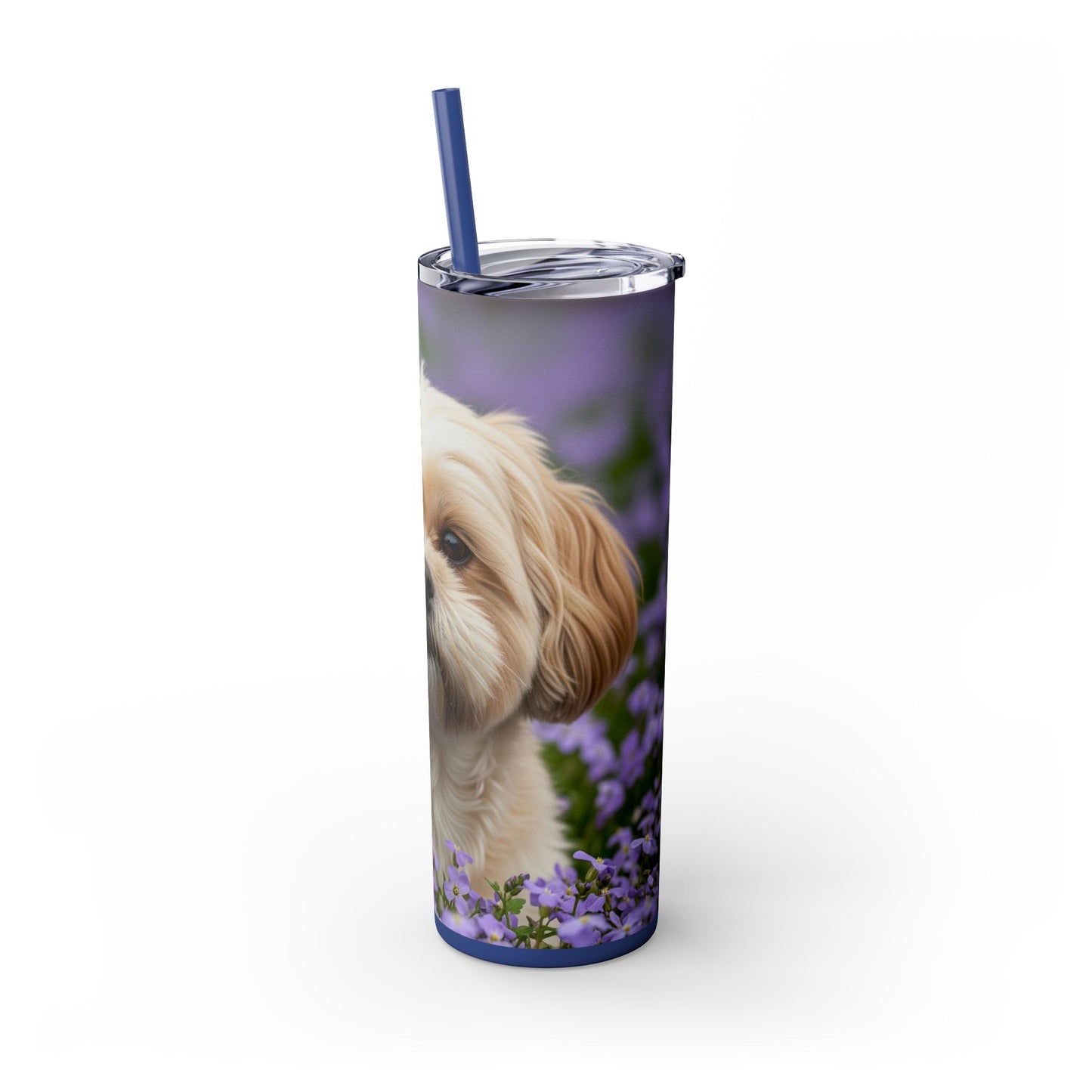 Shih-poo Skinny Tumbler with Straw, 20oz