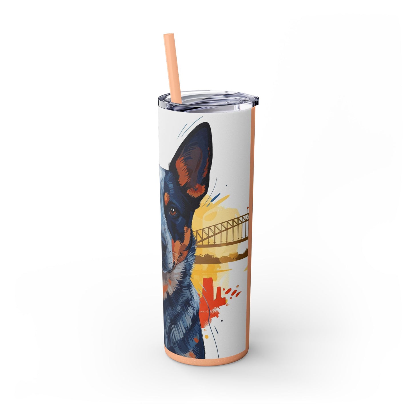 Australian Cattle Dog Skinny Tumbler with Straw, 20oz