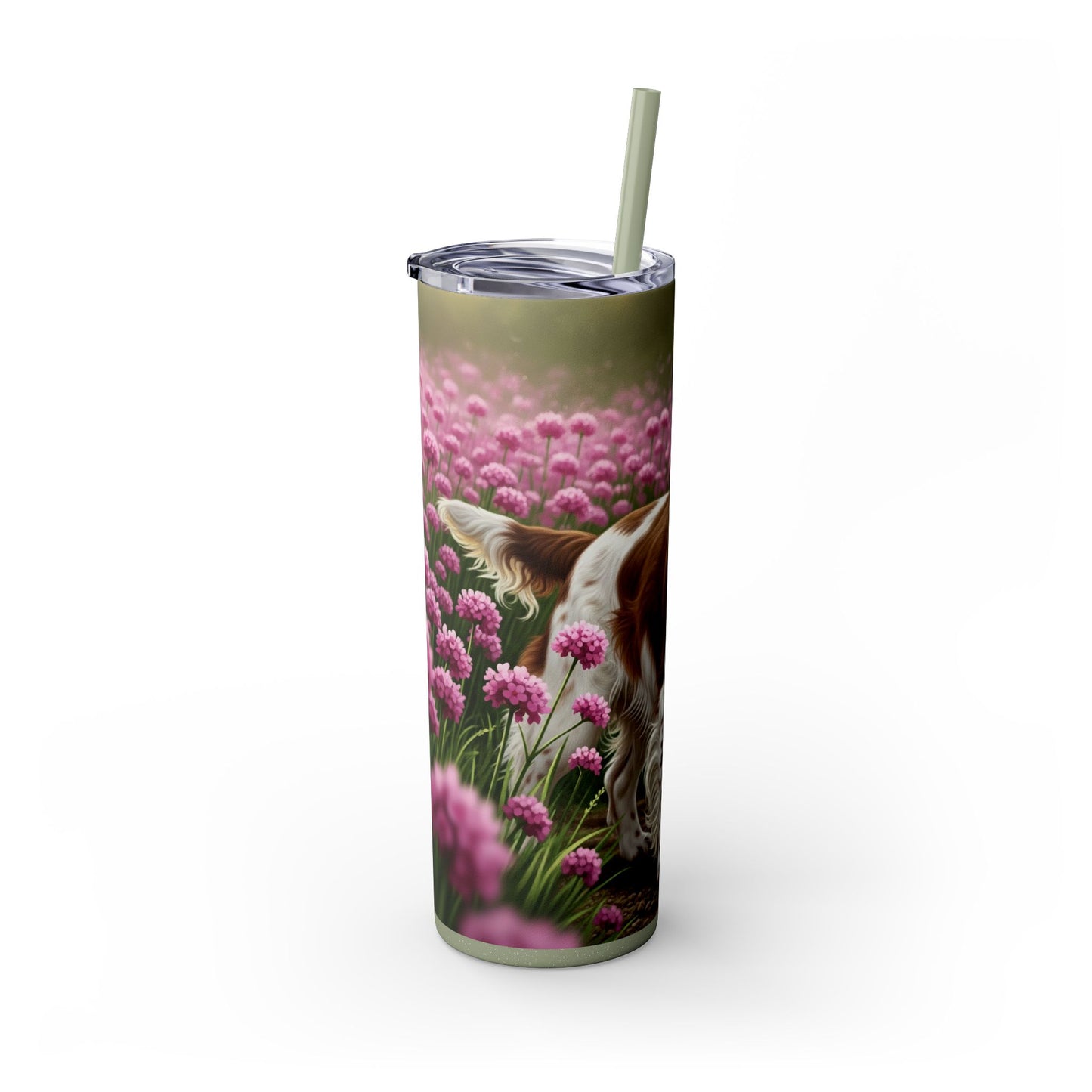 English Springer Spaniel Skinny Tumbler with Straw, 20oz