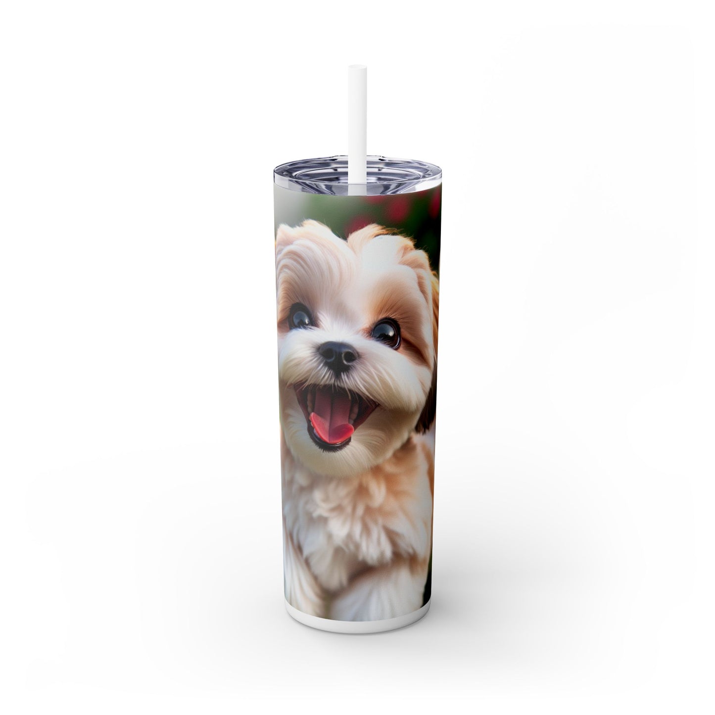 Shih-poo Skinny Tumbler with Straw, 20oz