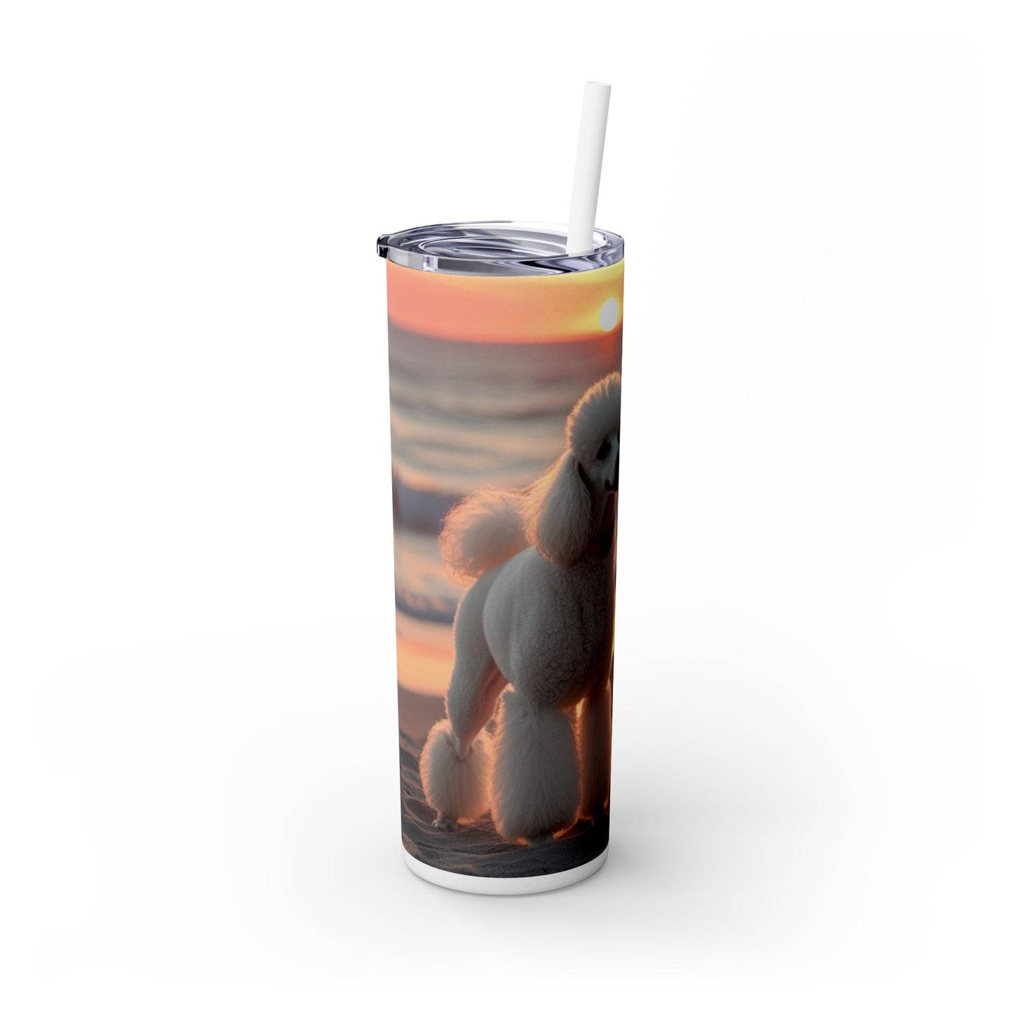 Poodle Love Skinny Tumbler with Straw, 20oz