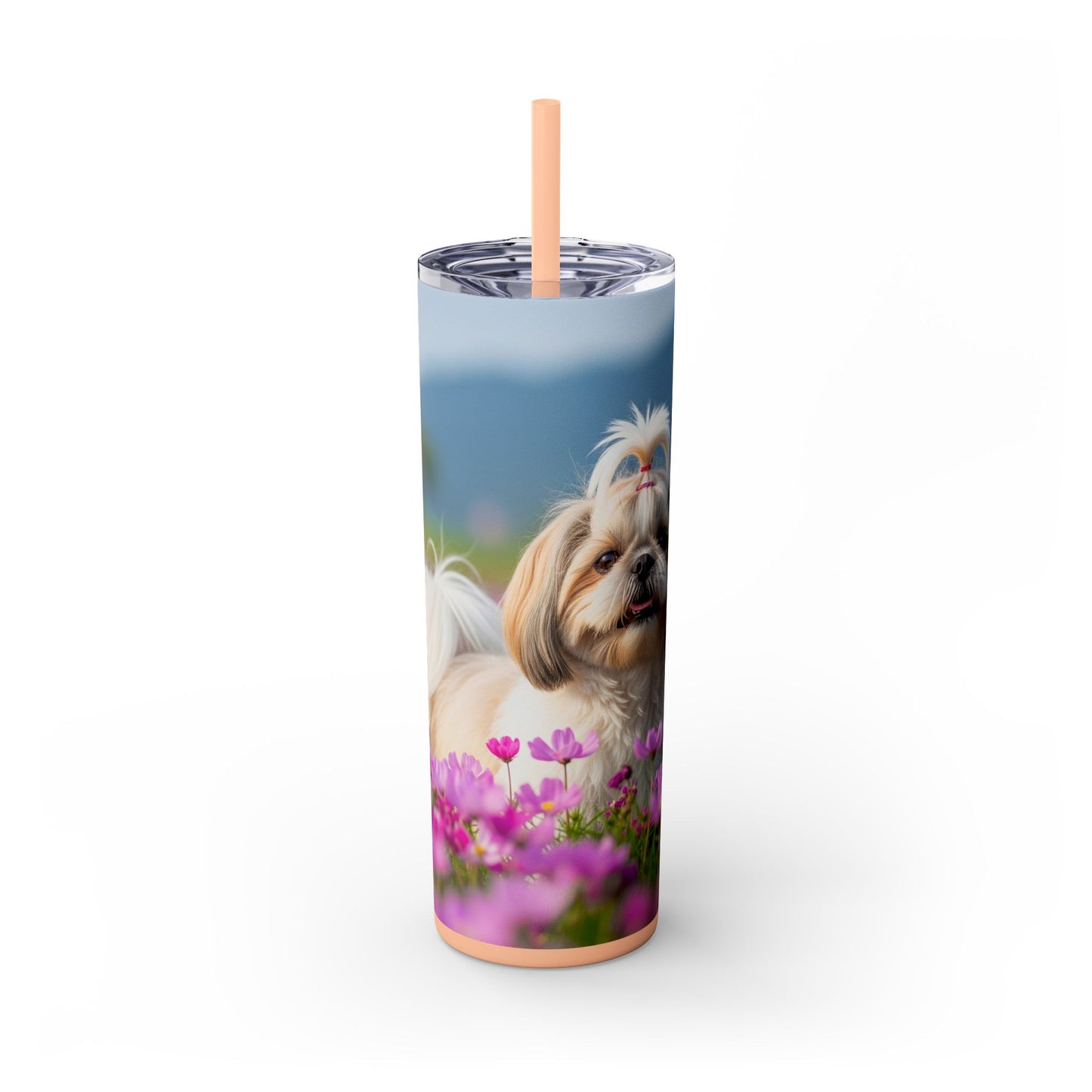Shih Tzu Skinny Tumbler with Straw, 20oz