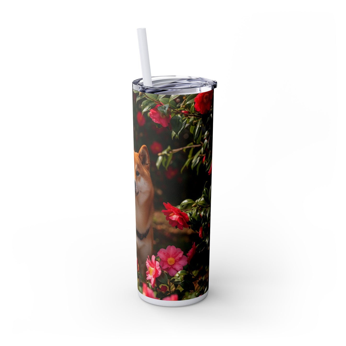 Shiba Inu Skinny Tumbler with Straw, 20oz