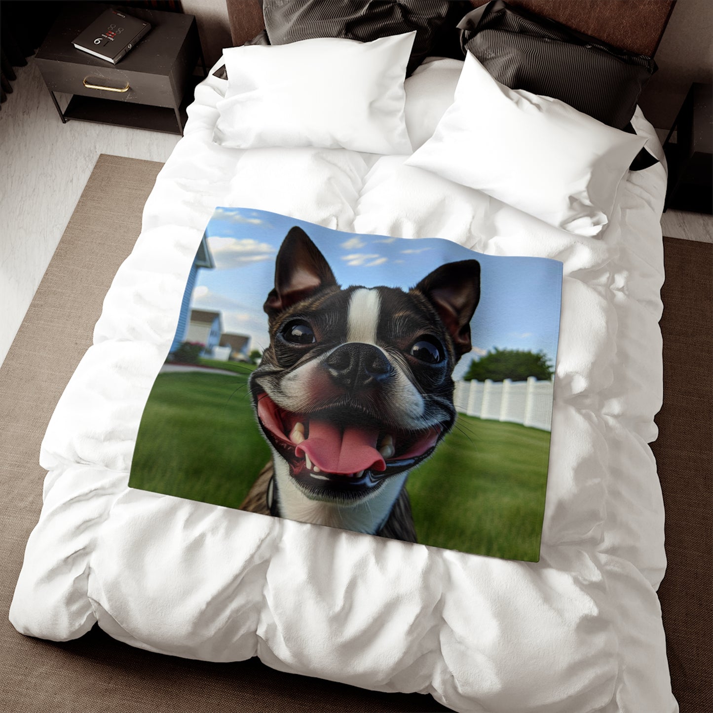 Boston Terrier Sweatshirt Blanket