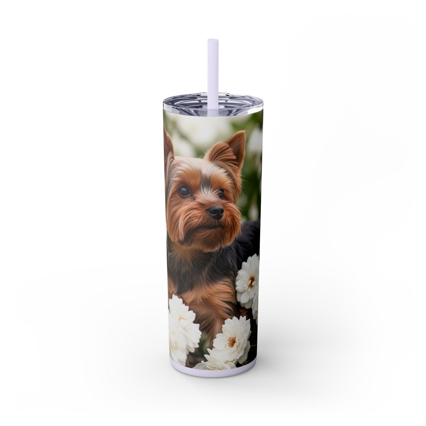 Yorkshire Terrier Skinny Tumbler with Straw, 20oz