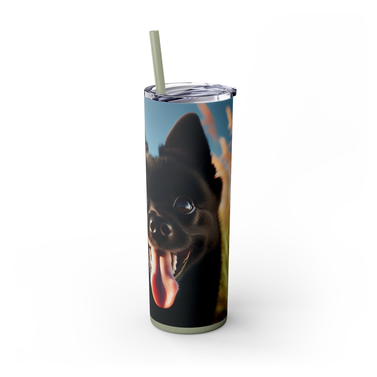 Schipperke Skinny Tumbler with Straw, 20oz